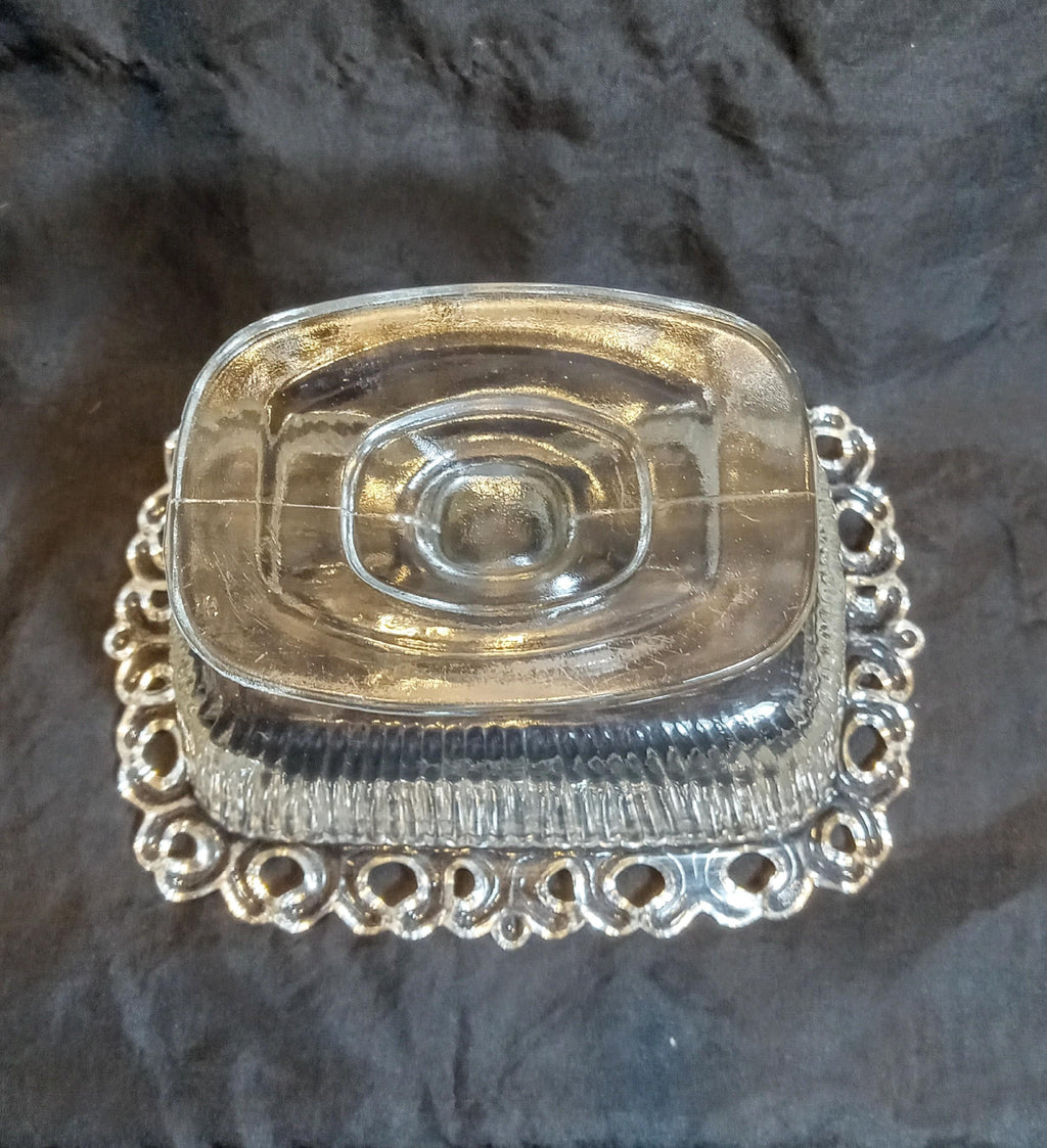Indiana Glass “Lace Edge” Pedestal Candy Dish with Lid