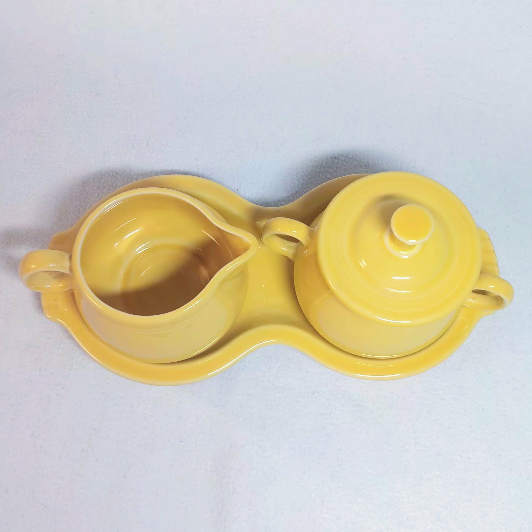 Fiestaware Sugar Bowl & Creamer Set with Underplate - Sunflower Yellow