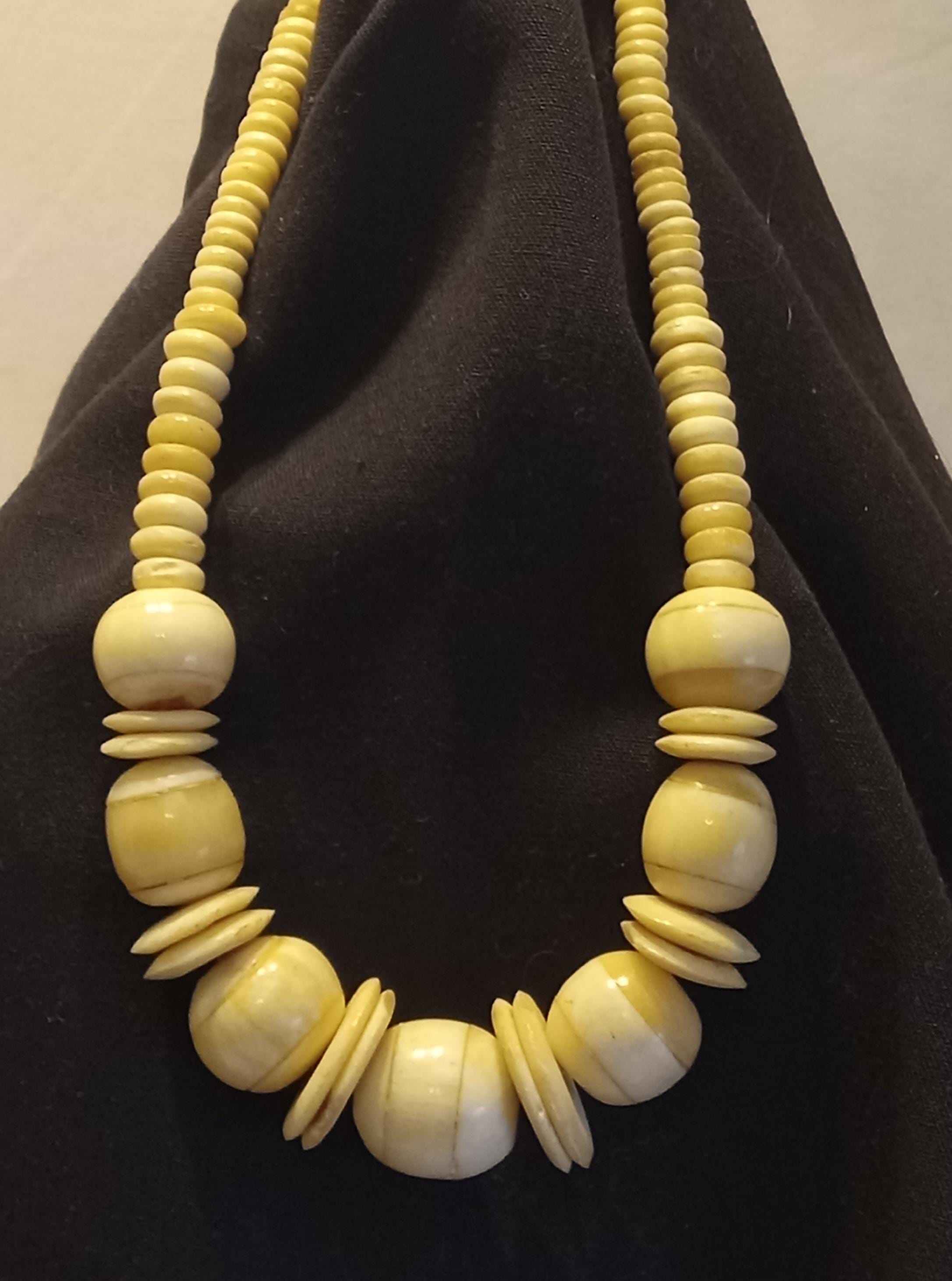 Vintage Bone Bead Necklace - Ox Bone