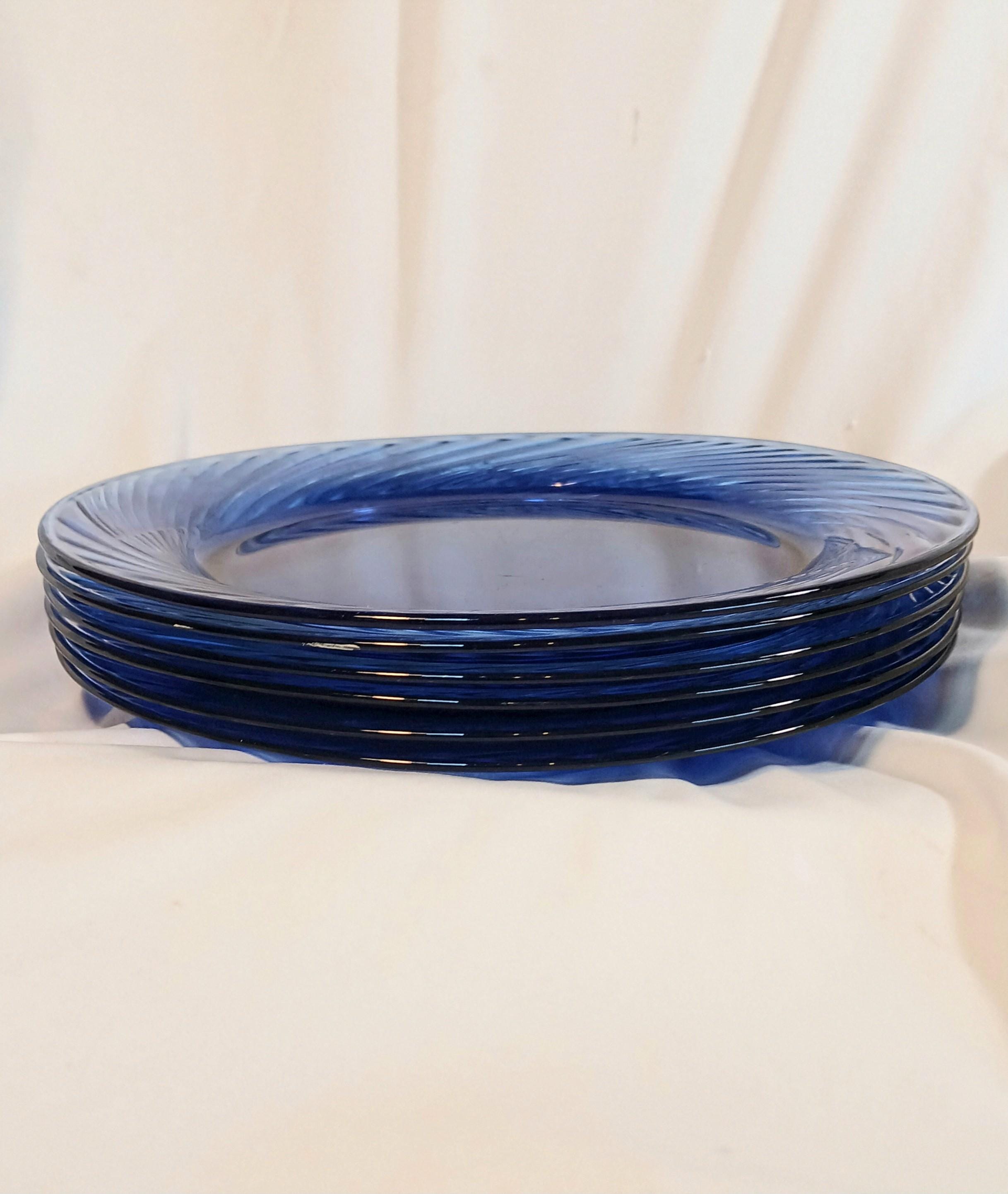 Vintage Pyrex Festiva Cobalt Blue Swirl Dinner Plates | Set of 6