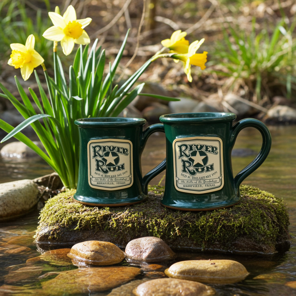 Pair of Deneen Pottery River Run Inn Mugs | Hand Thrown Stoneware Coffee Mugs