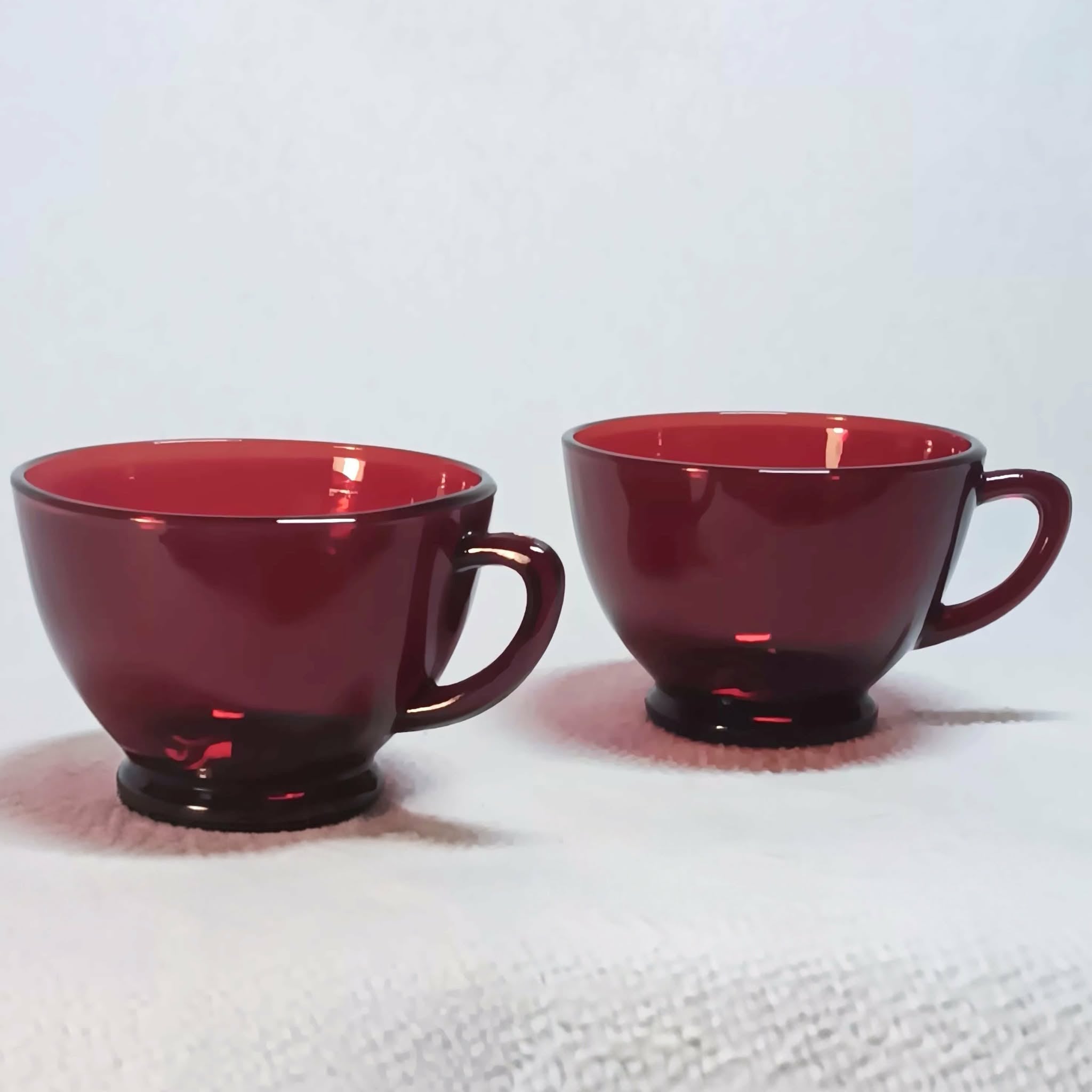 Vintage Tea Cups - Anchor Hocking Royal Red - Set of Two