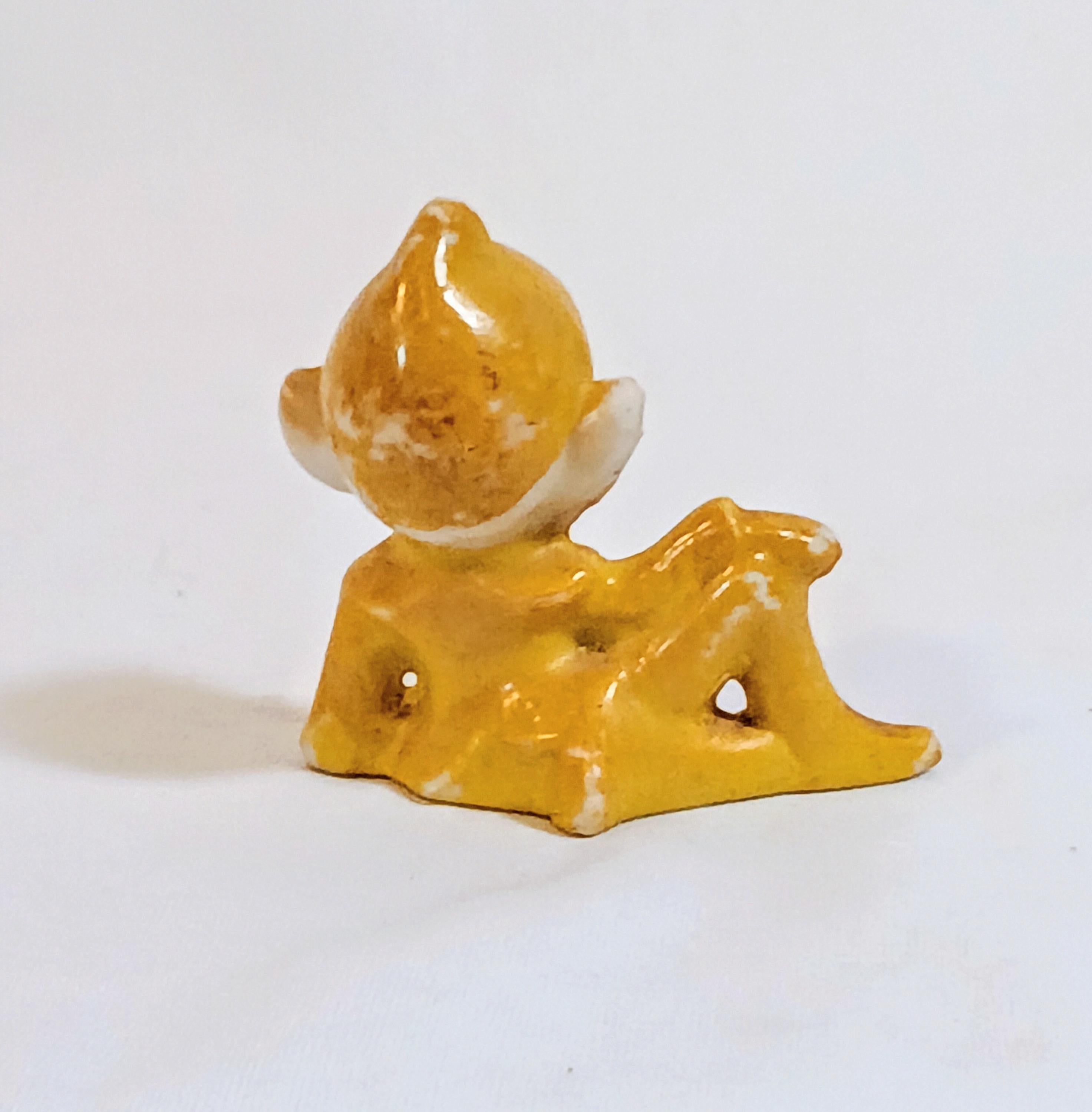 Vintage Ceramic Figurine - Yellow Pixie/Elf - 1940s