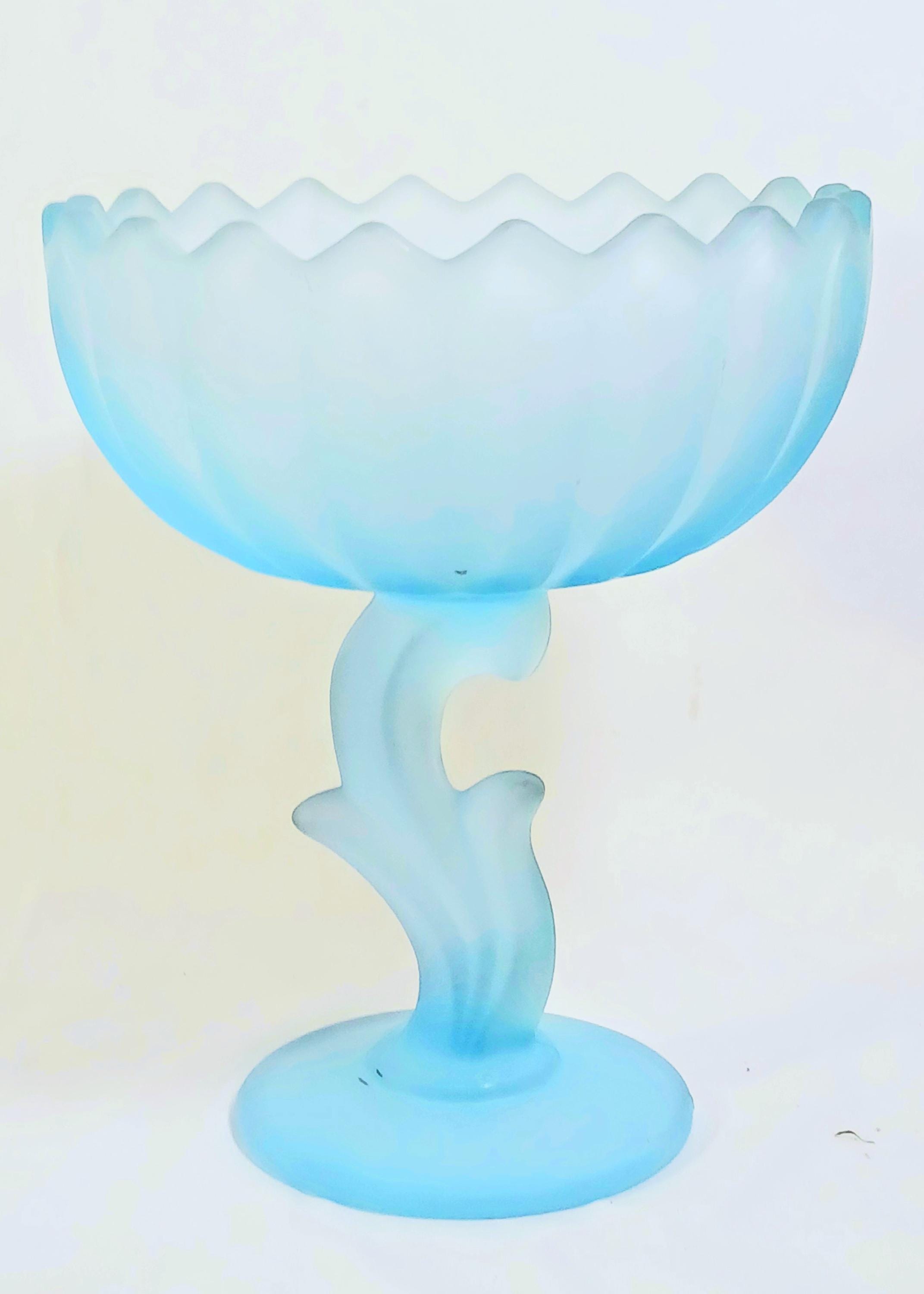 Indiana Glass Blue Satin bowl – Vintage Pedestal Candy Dish