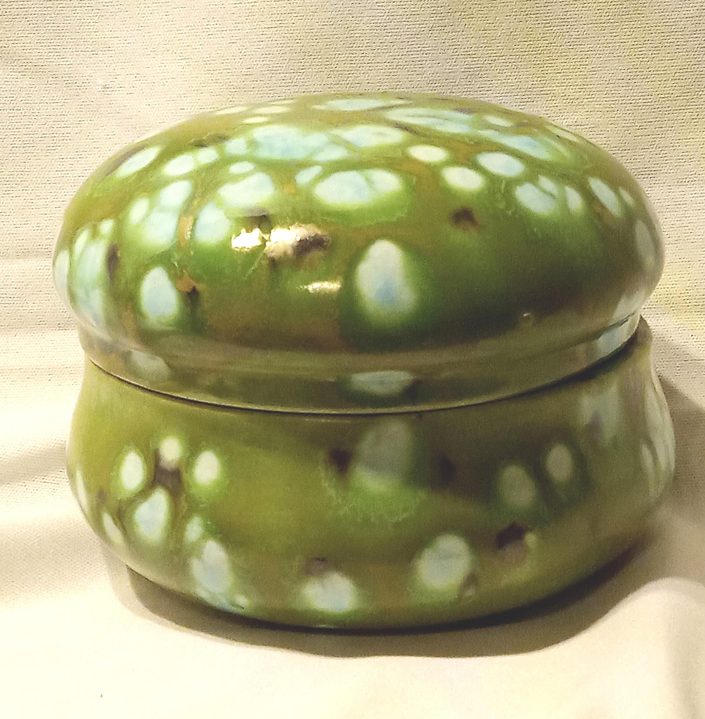Hand-Glazed Studio Pottery - Trinket Box - Signed "Charlotte"