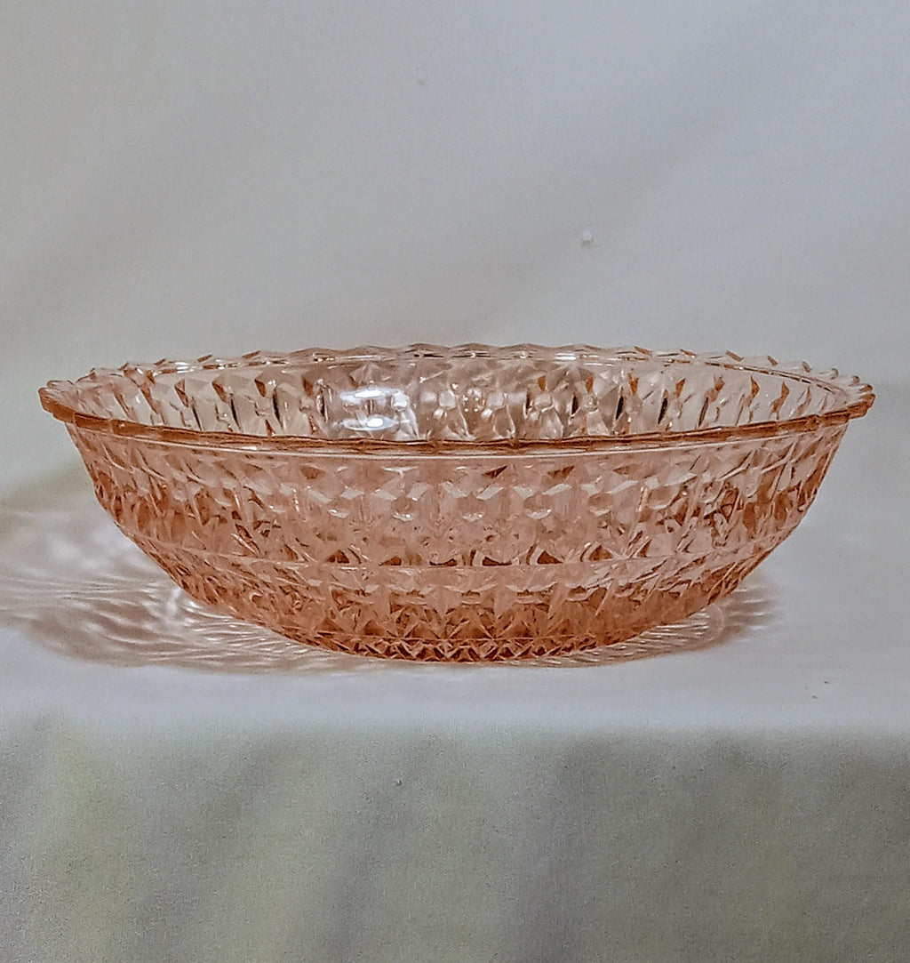 Pink Depression Glass Serving Bowl – "Holiday" Pattern