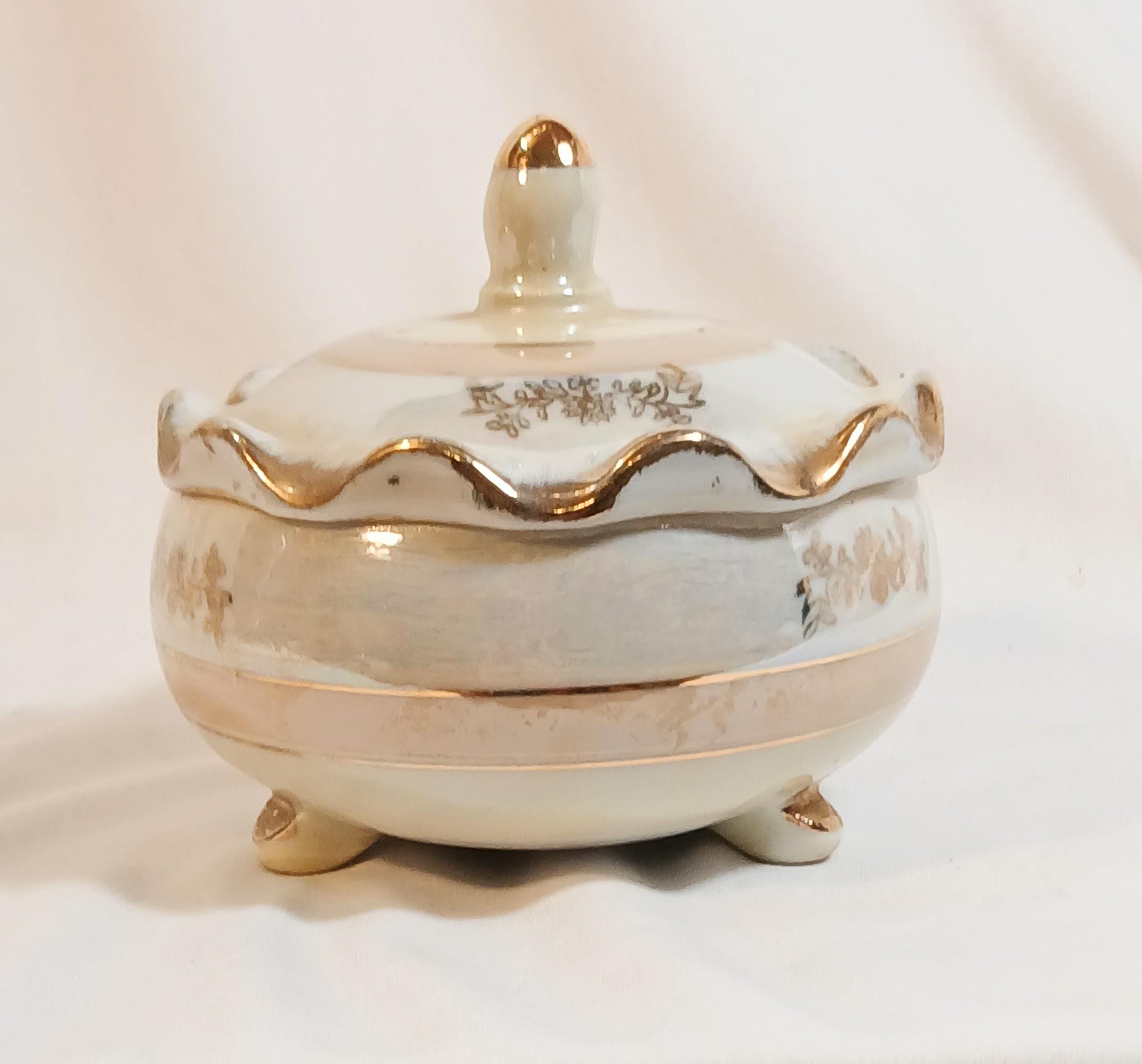 Vintage Trinket Box by Norleans - Porcelain Lusterware