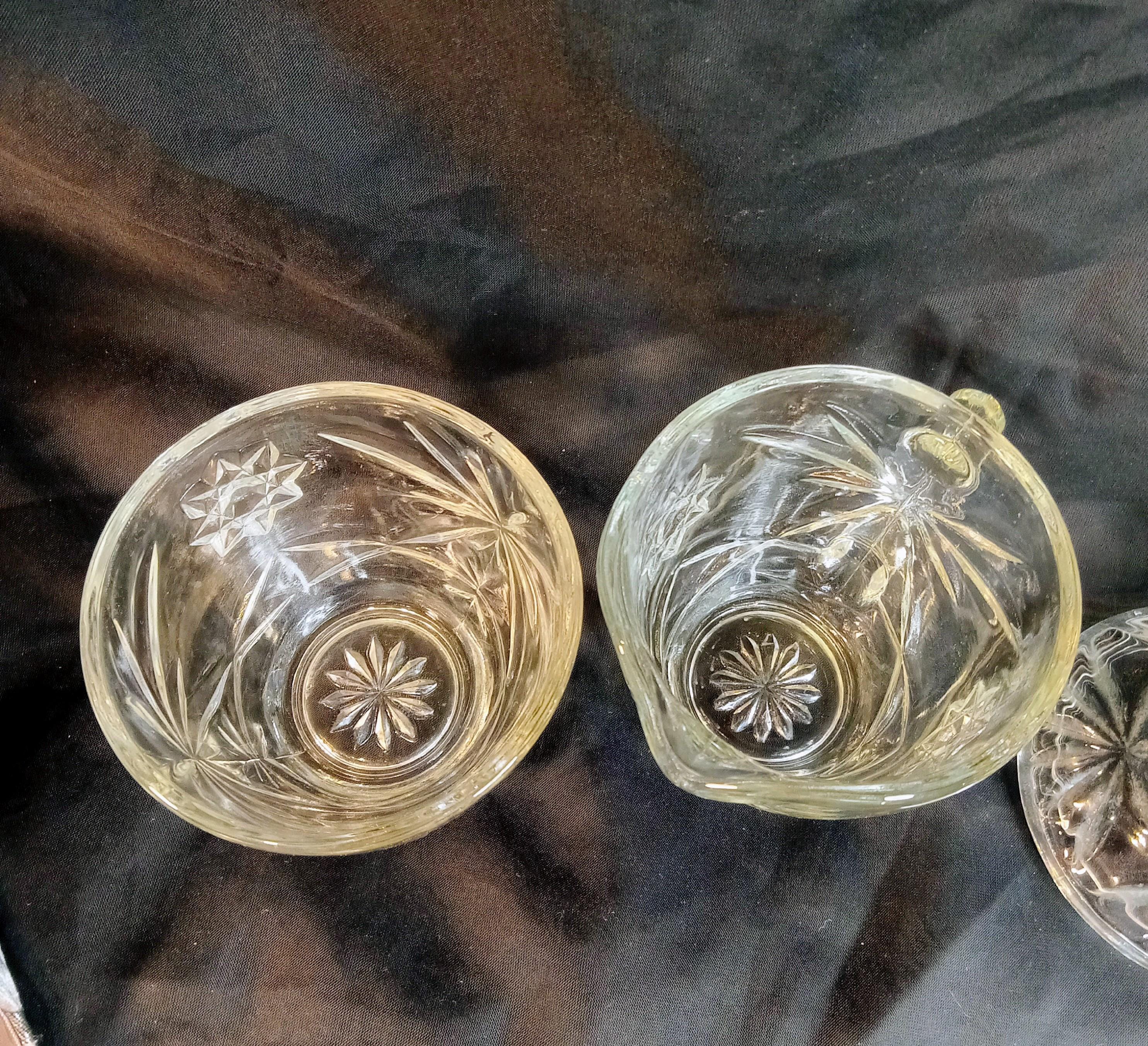 Vintage Anchor Hocking EAPC Star of David Creamer & Sugar Bowl Set