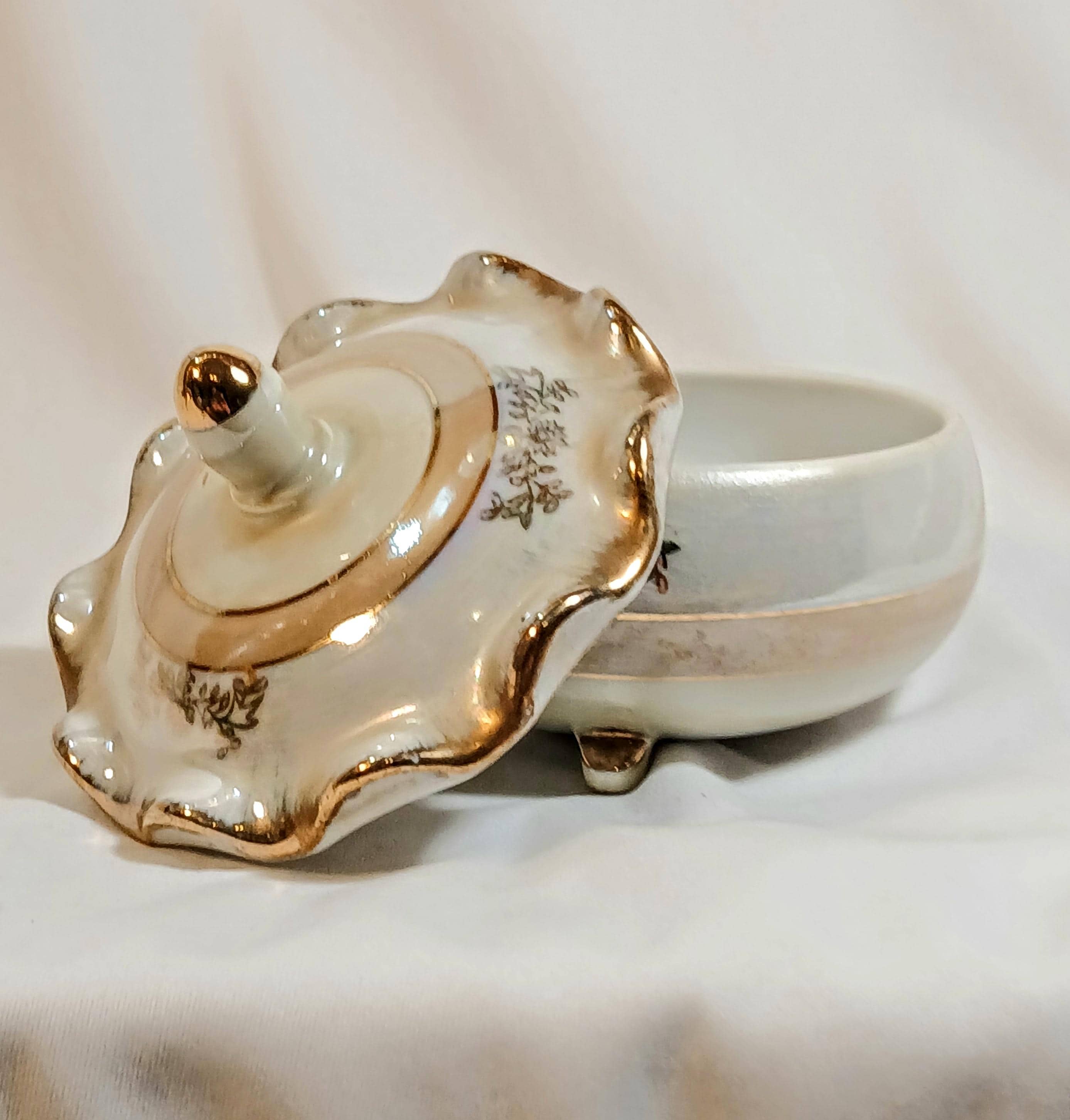 Vintage Trinket Box by Norleans - Porcelain Lusterware