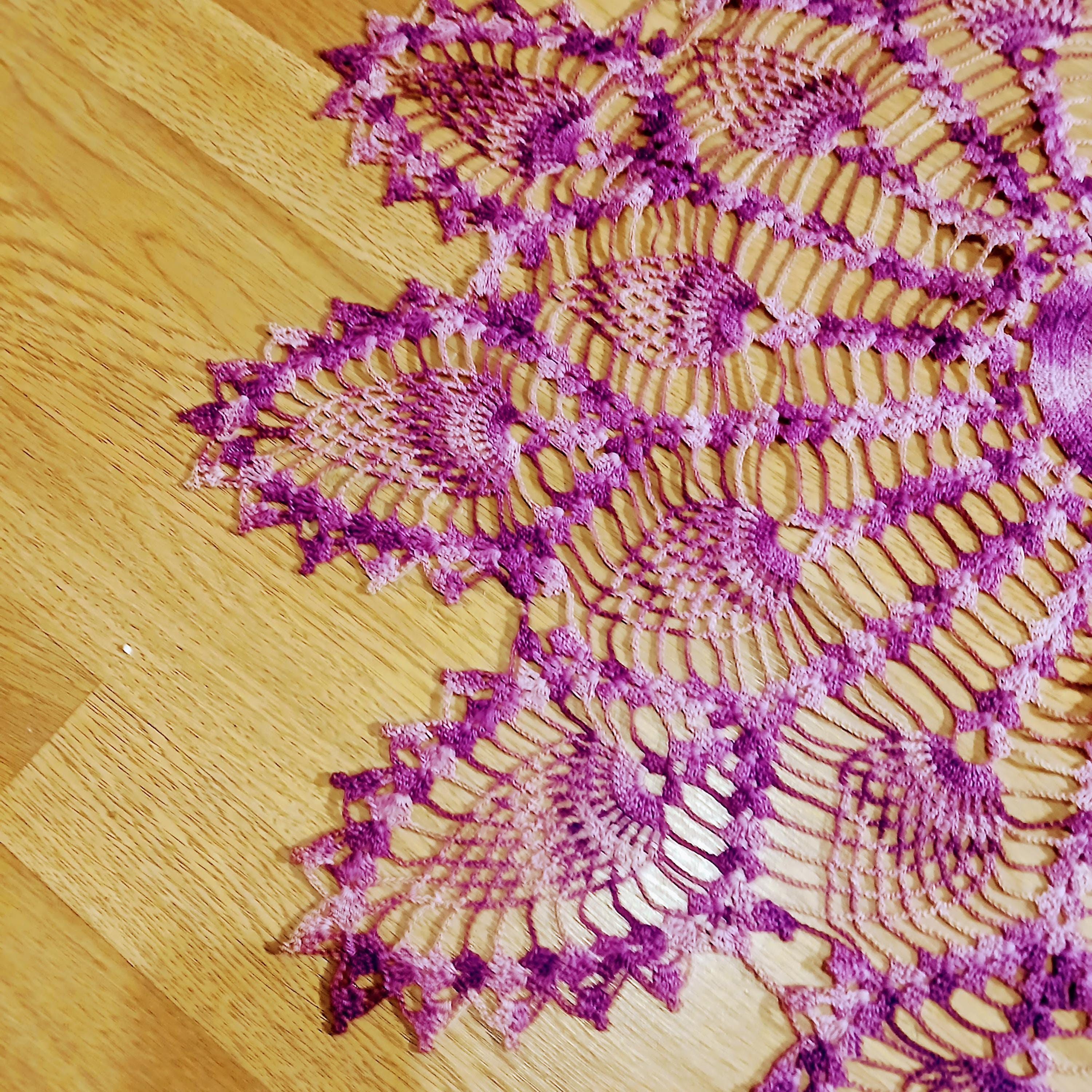 Vintage Hand-Crocheted Burgundy Doily | 31” Round | Artisan Lace Table Topper