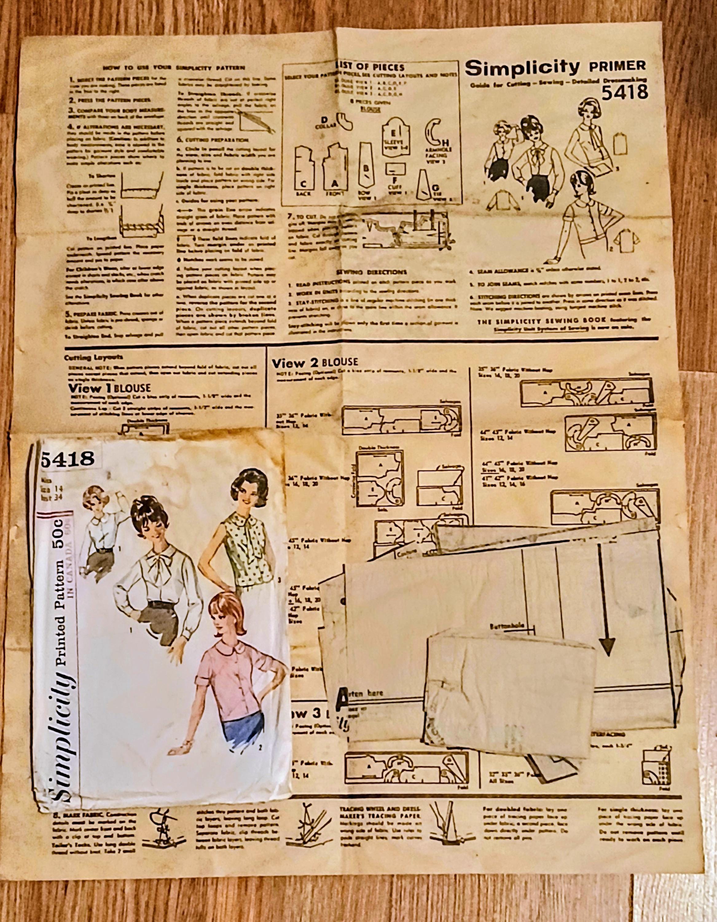 Vintage Simplicity 1950s Sewing Pattern Lot | Dresses & Blouses