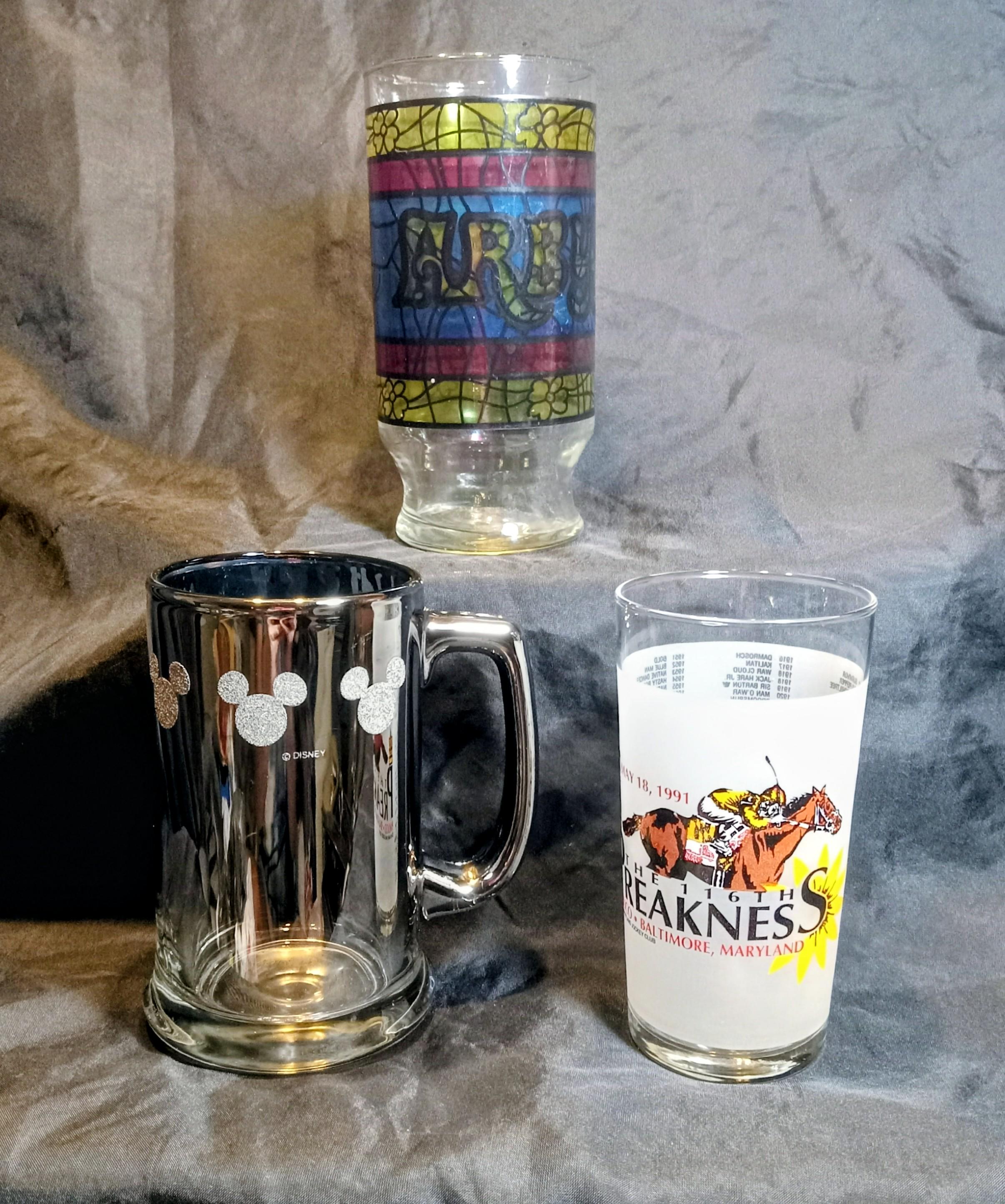 Vintage Promotional Glasses - Disney - Arby's - and The Preakness