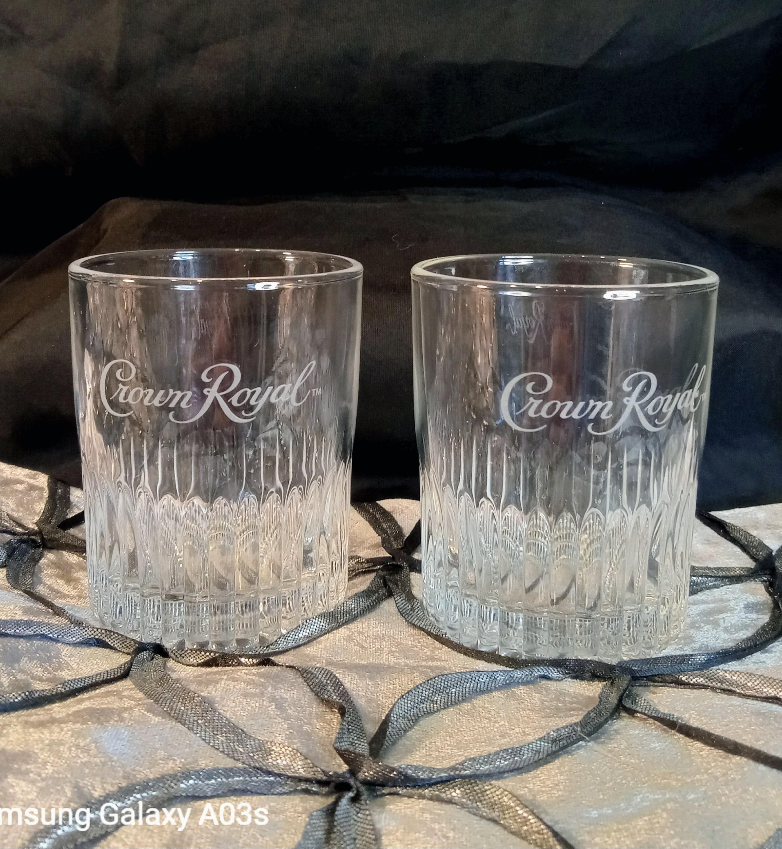 Vintage Crown Royal Low Ball Rocks Whiskey Glasses - Set of two