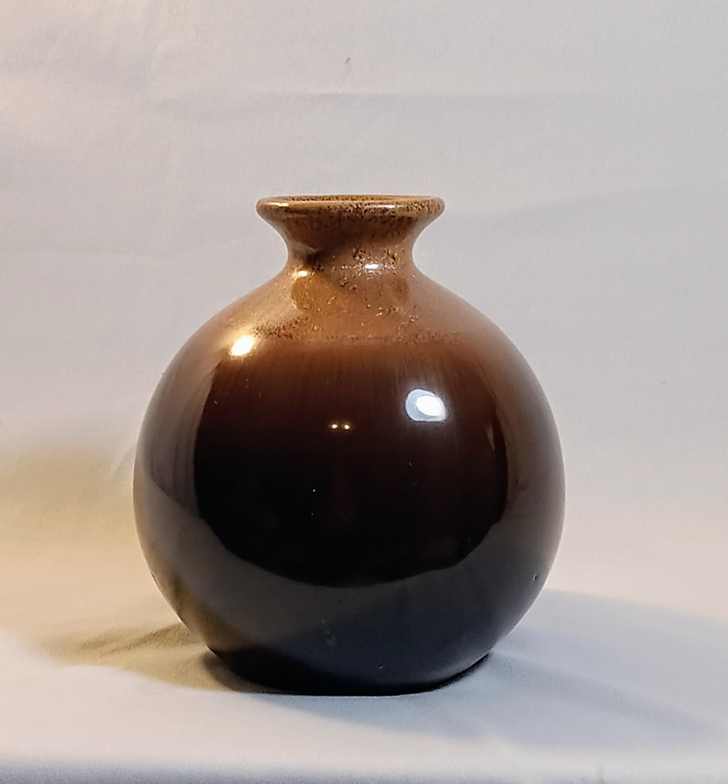 Vintage Studio Pottery Bud Vase – Brown Drip Glaze Stoneware