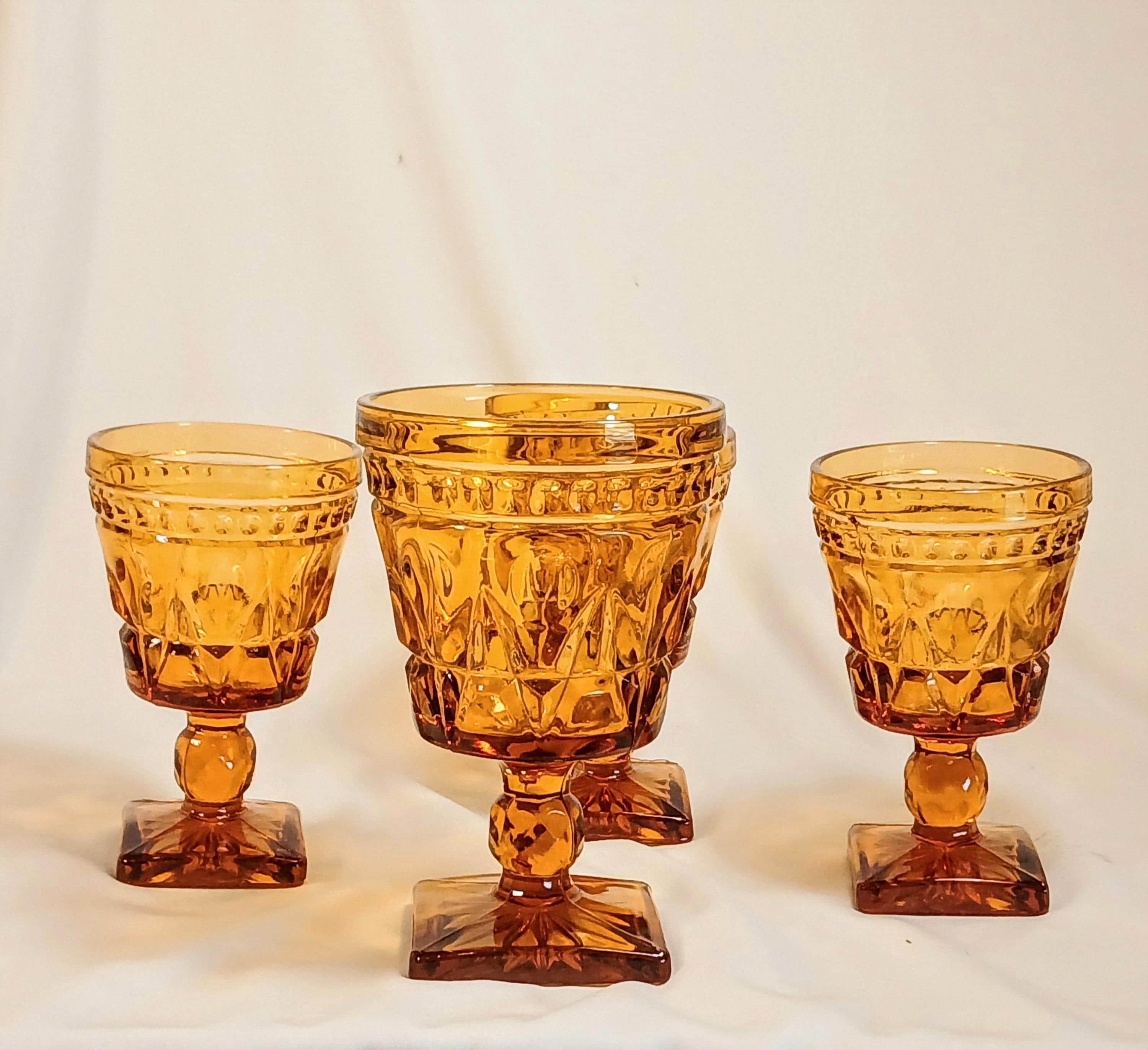 Indiana Glass Amber Wine Glasses - 1970s