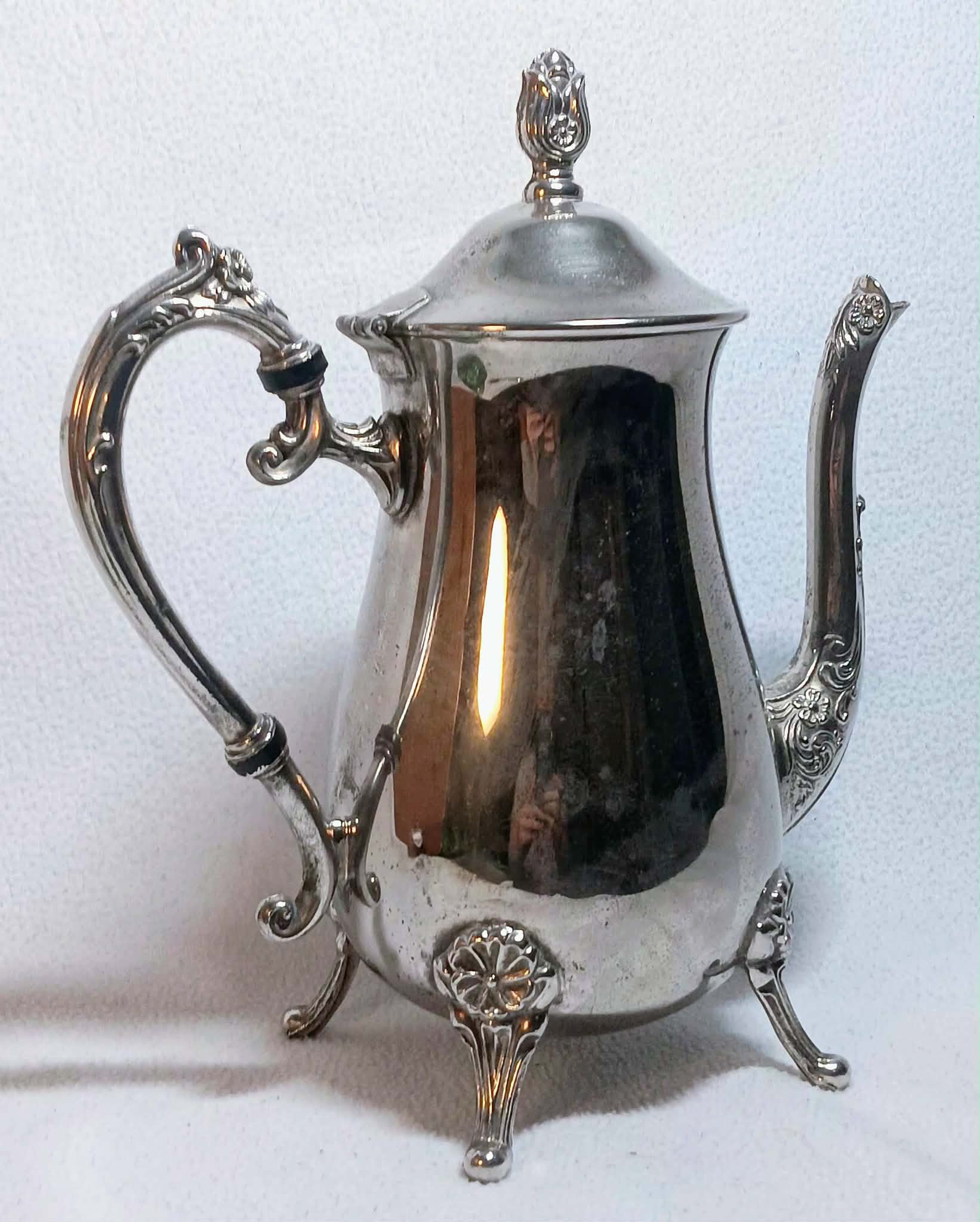 Vintage International Silver Silverplate Teapot Ornate Footed Tea Pot Classic Serveware