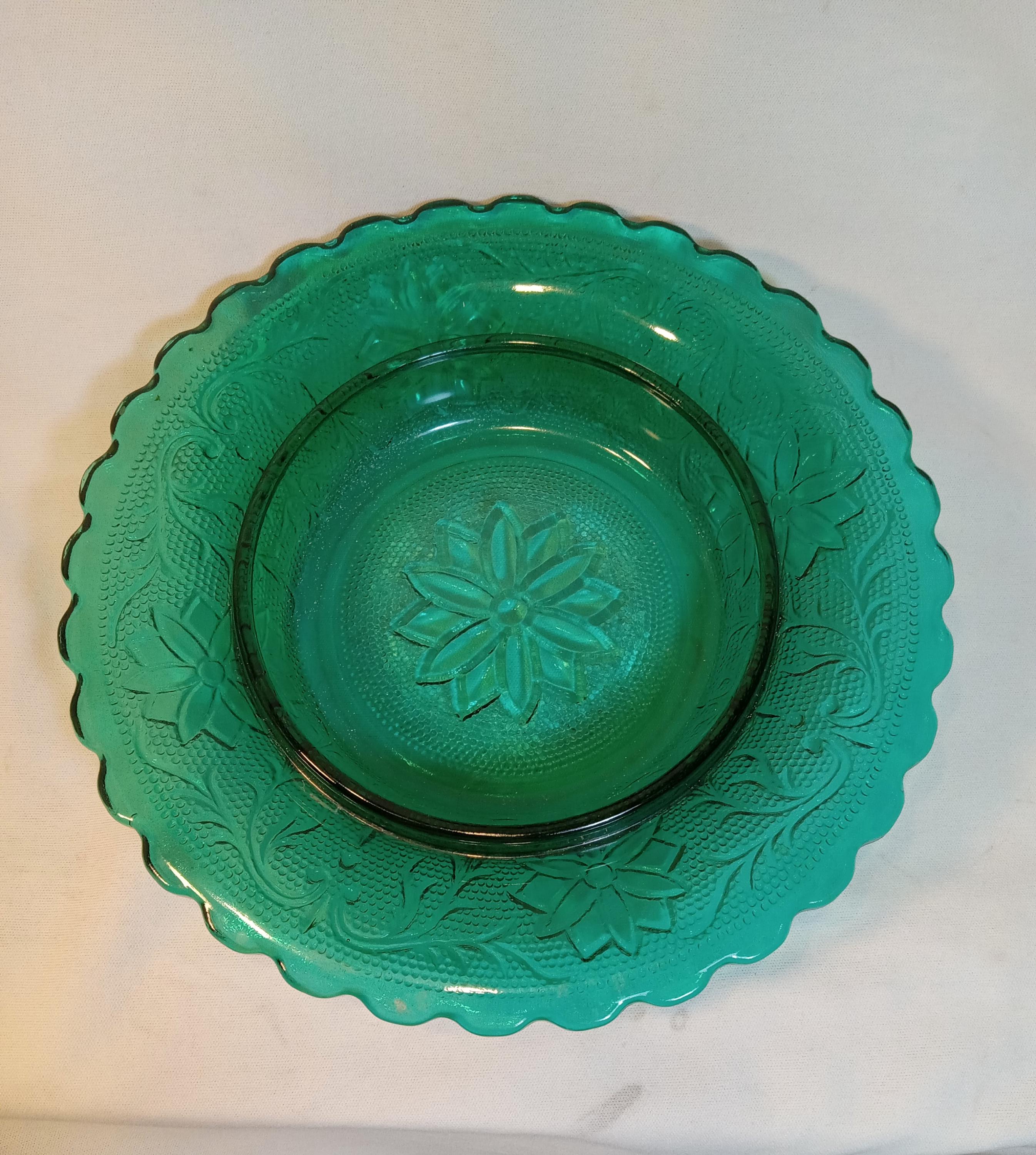 Vintage Indiana Glass Spruce Green Sandwich Plate - Tiara Line