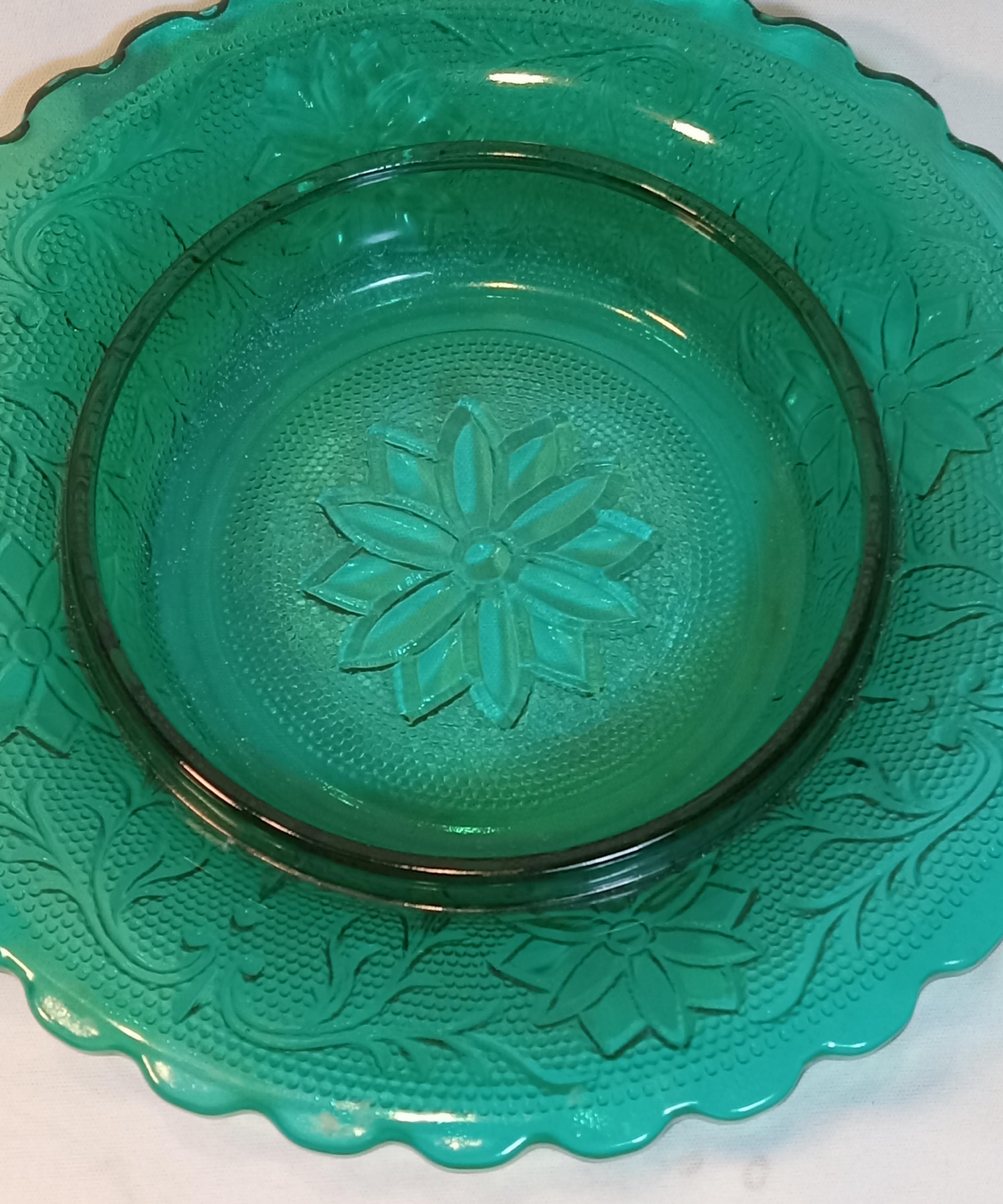 Vintage Indiana Glass Spruce Green Sandwich Plate - Tiara Line