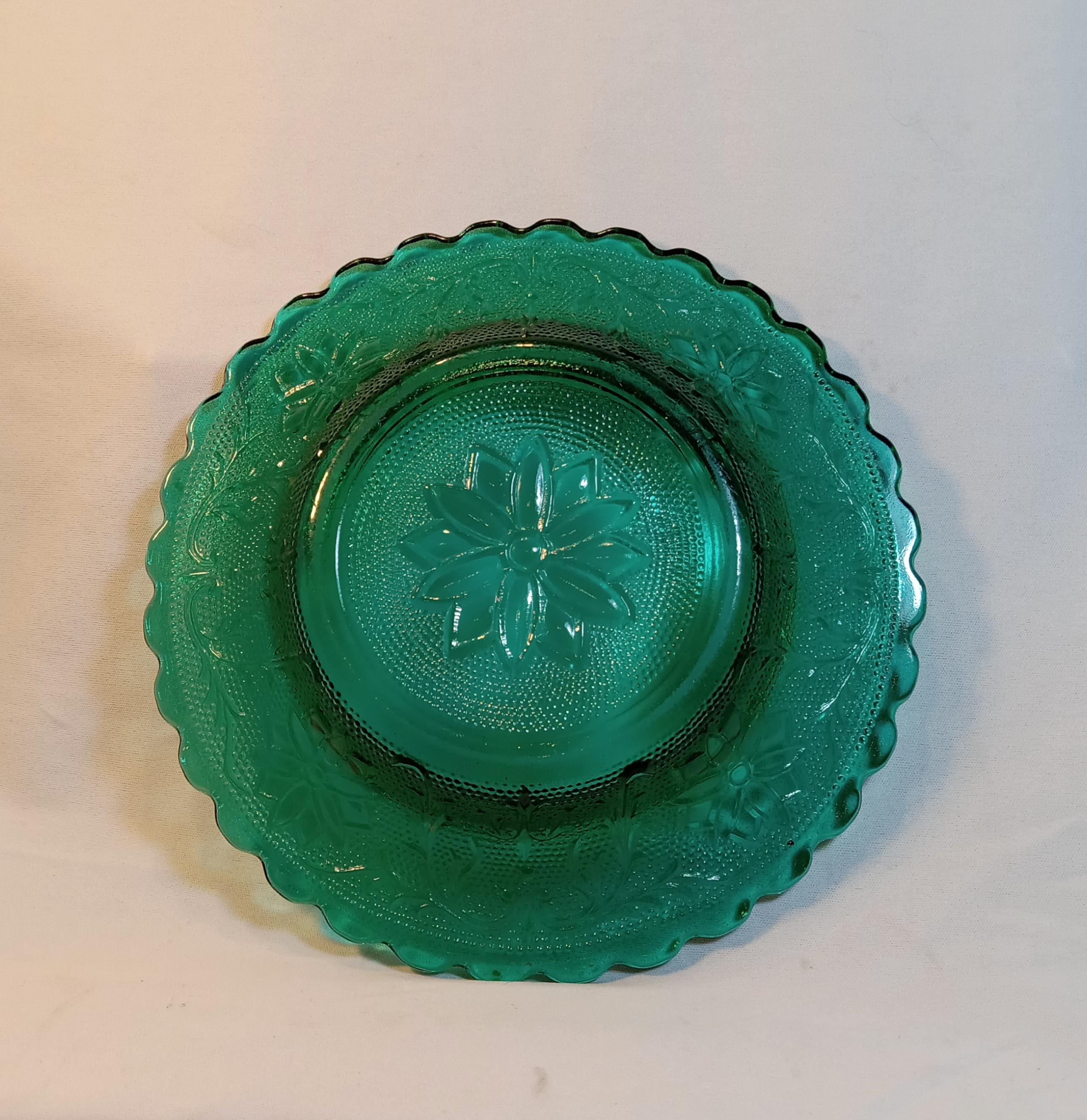 Vintage Indiana Glass Spruce Green Sandwich Plate - Tiara Line