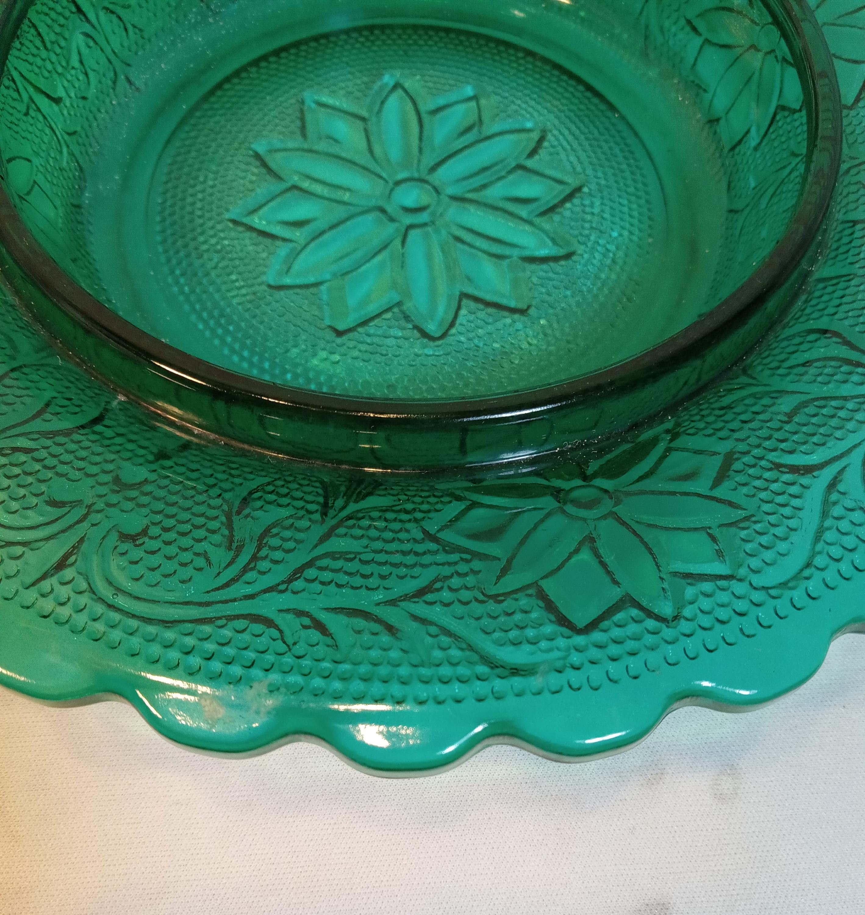 Vintage Indiana Glass Spruce Green Sandwich Plate - Tiara Line