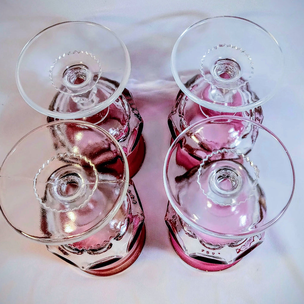 Indiana Glass King’s Crown/Thumbprint Ruby Stained Goblets