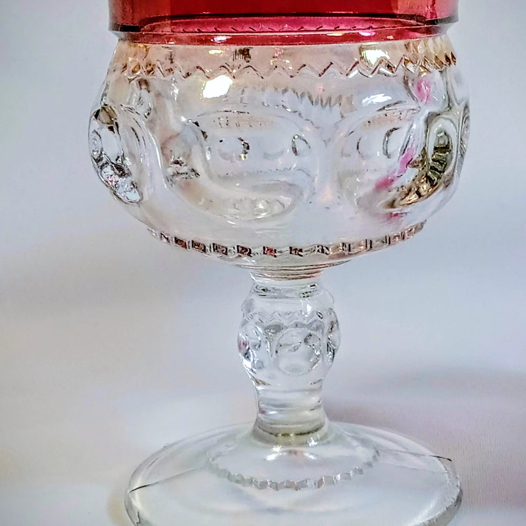 Indiana Glass King’s Crown/Thumbprint Ruby Stained Goblets