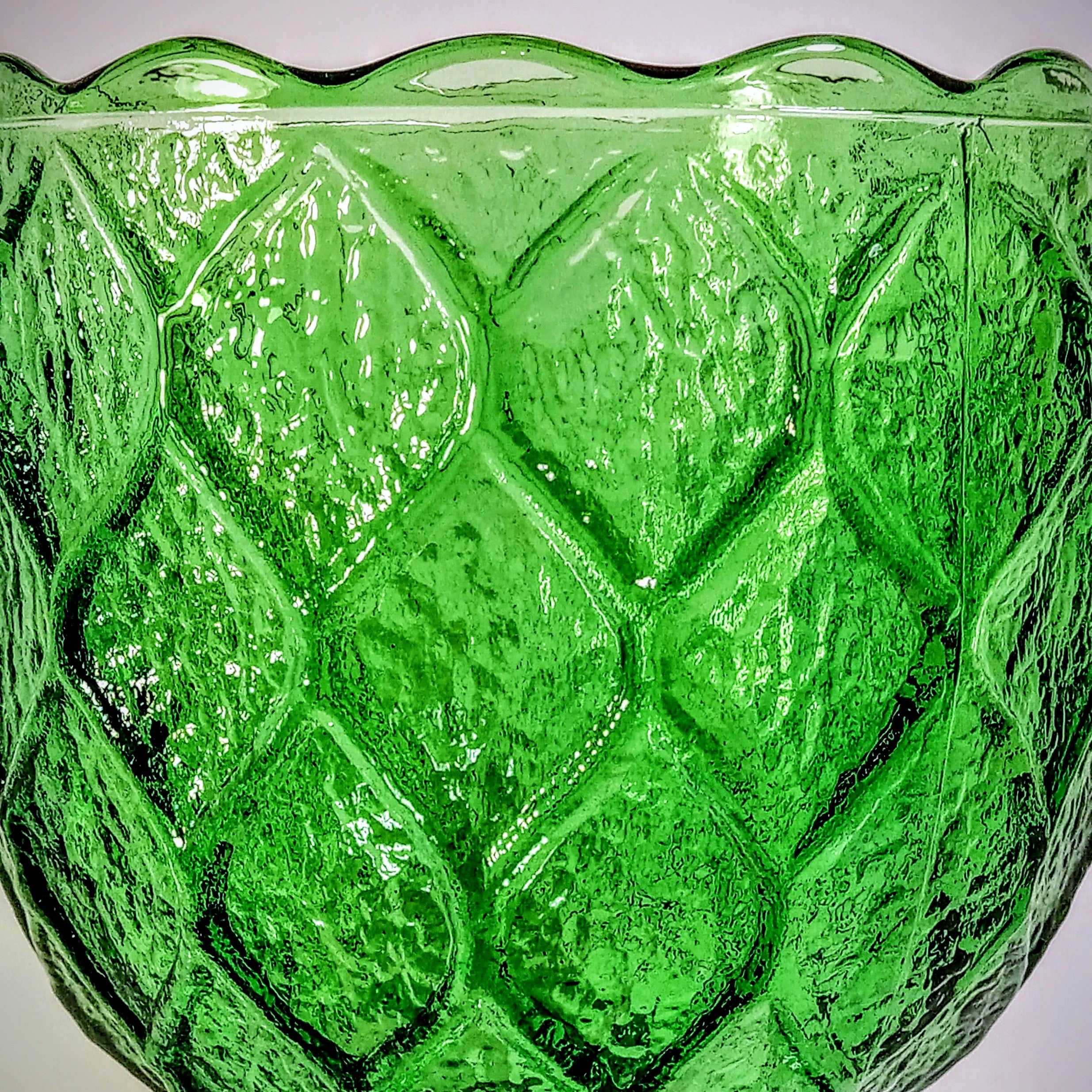 Vintage Green Indiana Glass Goblet - Oversize Wine Glass