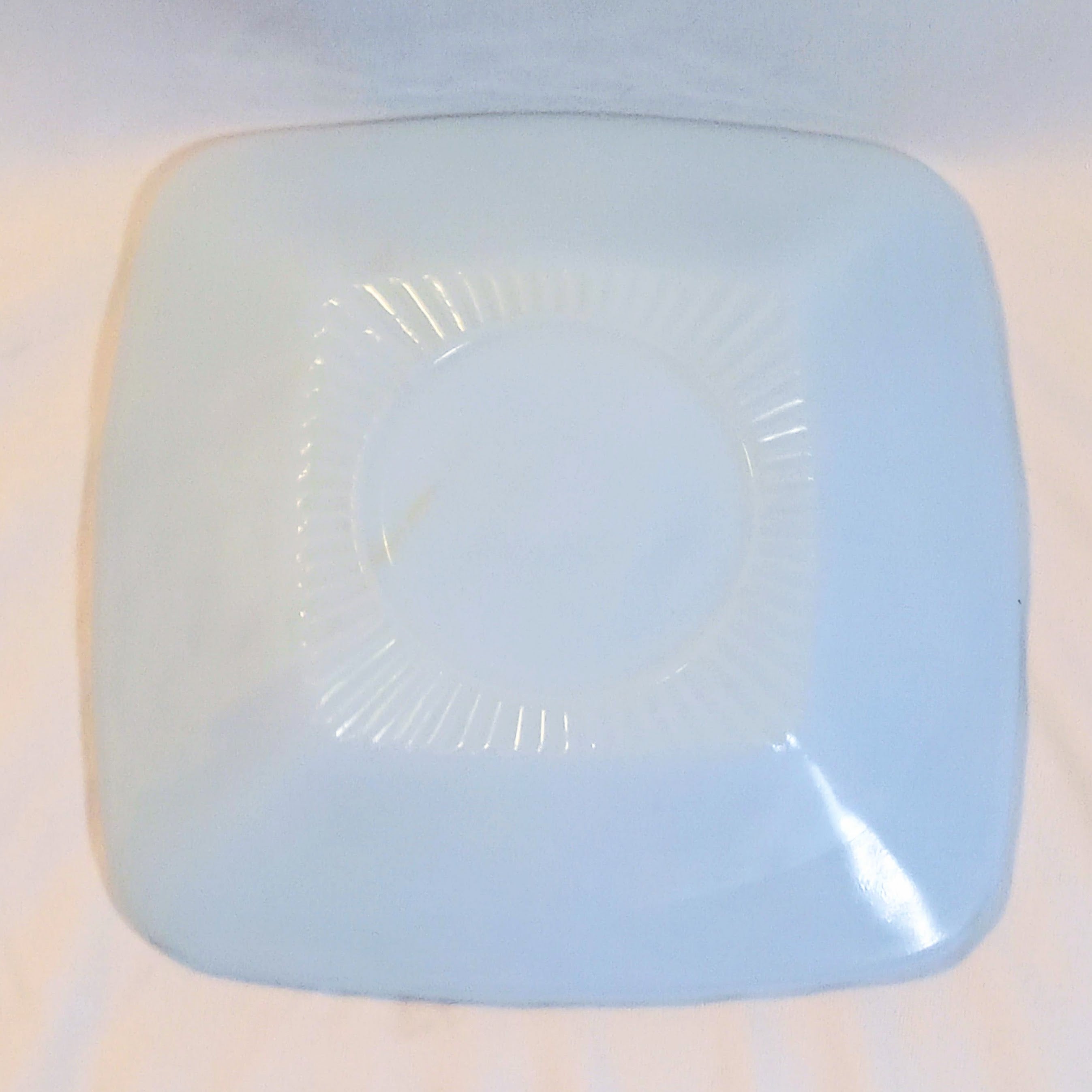 Set of 3 Fire-King Saucers – Delphite Blue Milk Glass