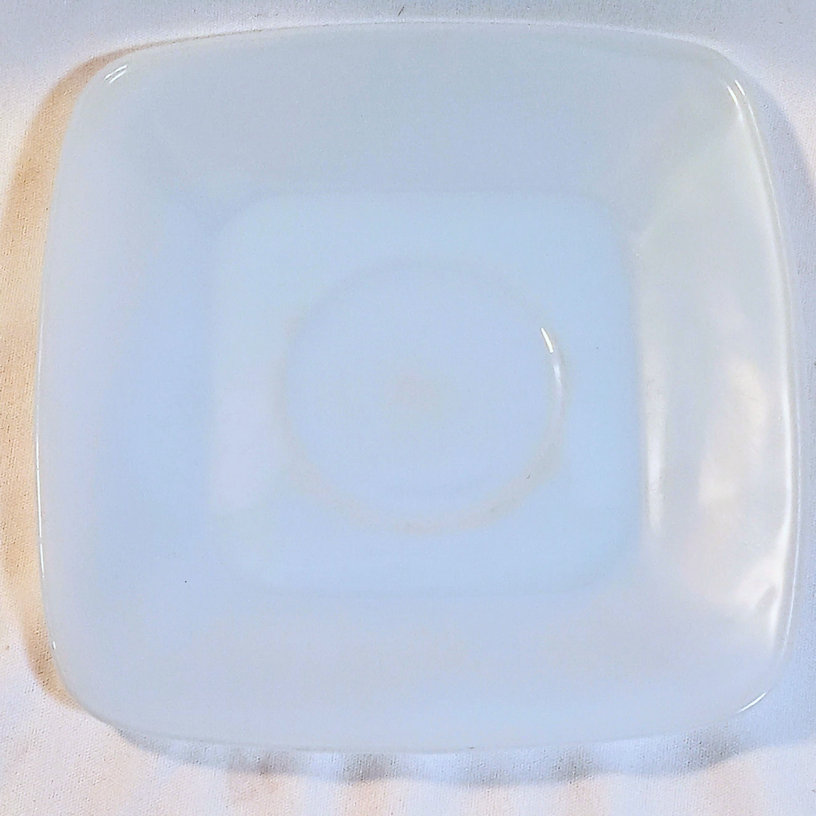 Set of 3 Fire-King Saucers – Delphite Blue Milk Glass