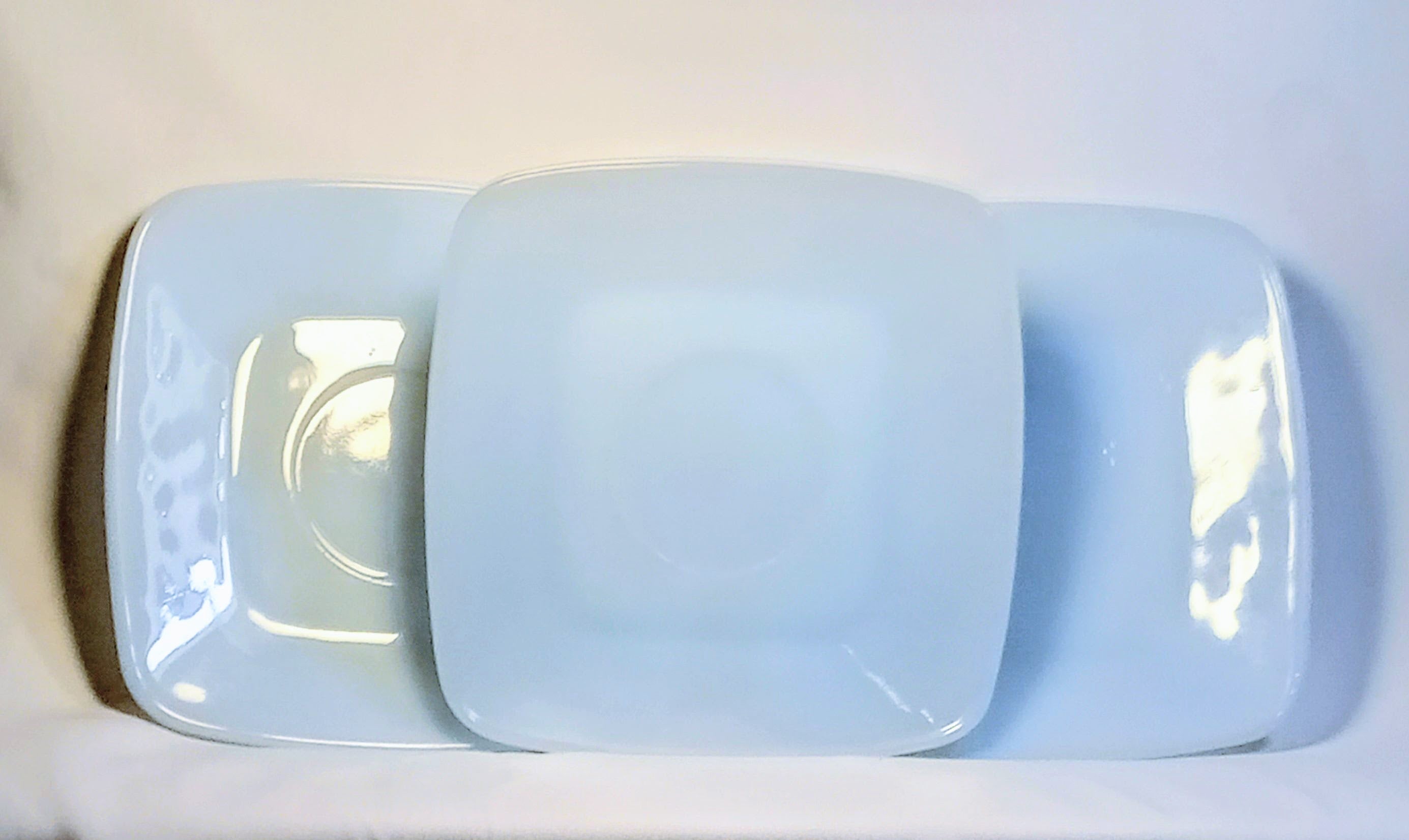 Anchor Hocking Fire-King Saucers – Delphite Blue Milk Glass