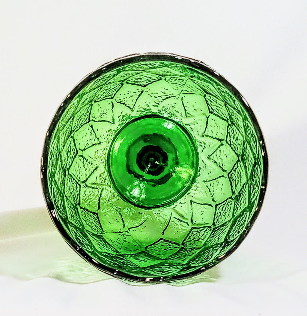 Vintage Green Indiana Glass Goblet - Oversize Wine Glass
