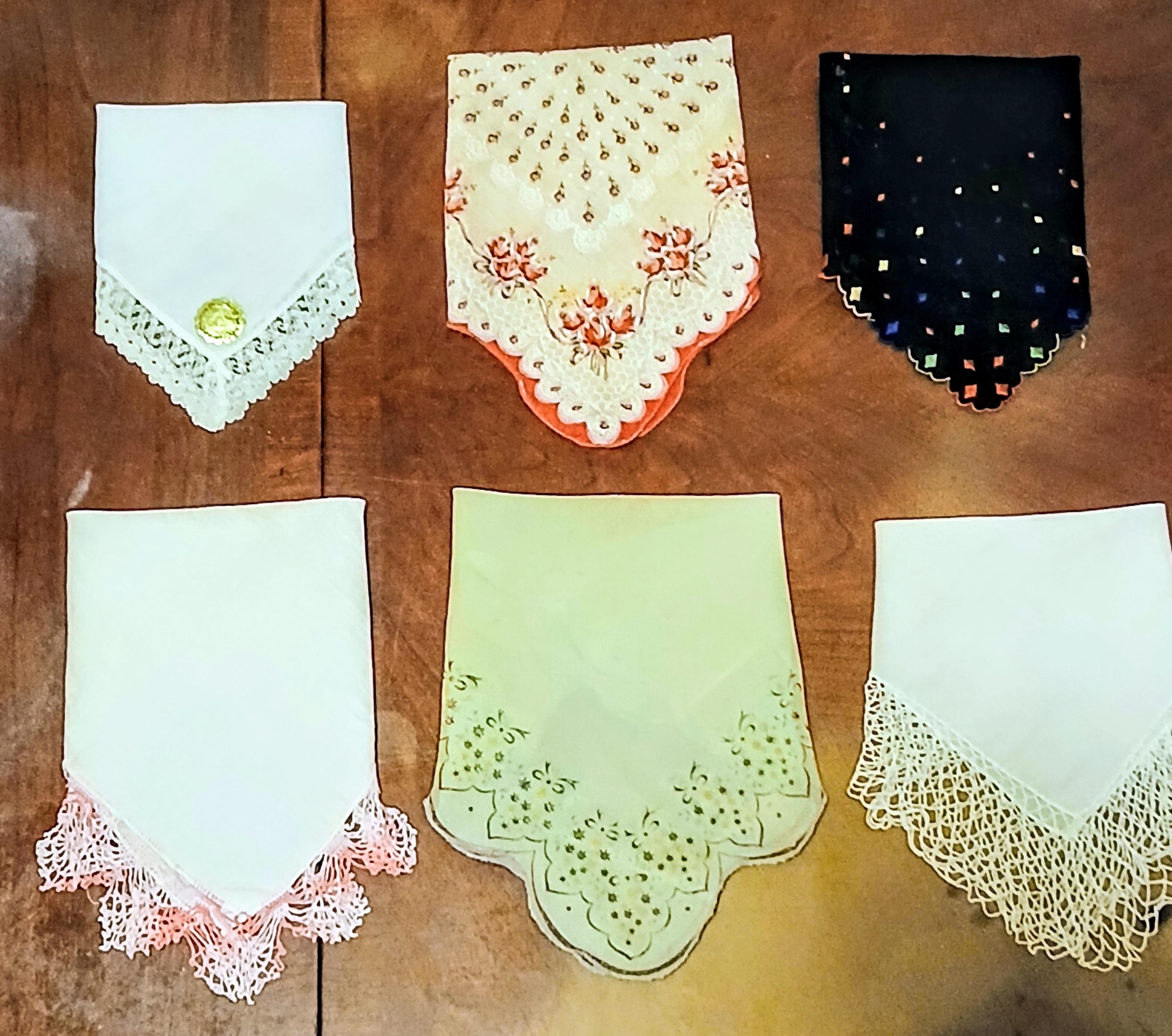 Vintage Handkerchief Lot | 1940s–1960s Lace & Embroidery