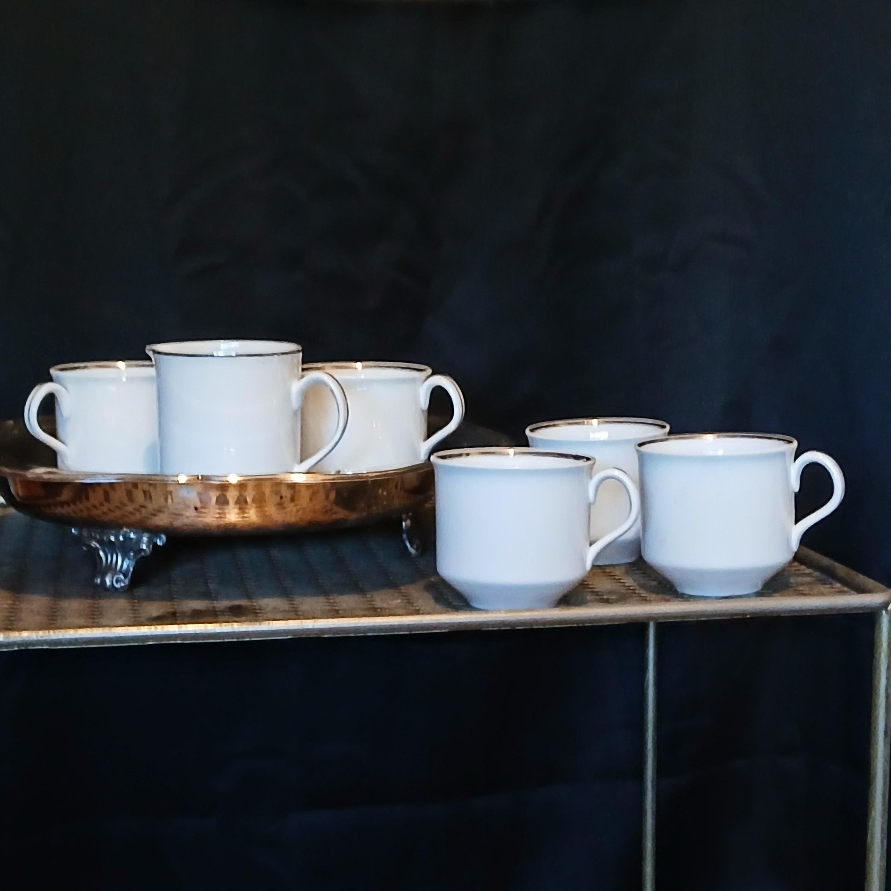 Vintage Tea Cups & Creamer - "Silver Elegance" - Salem, England