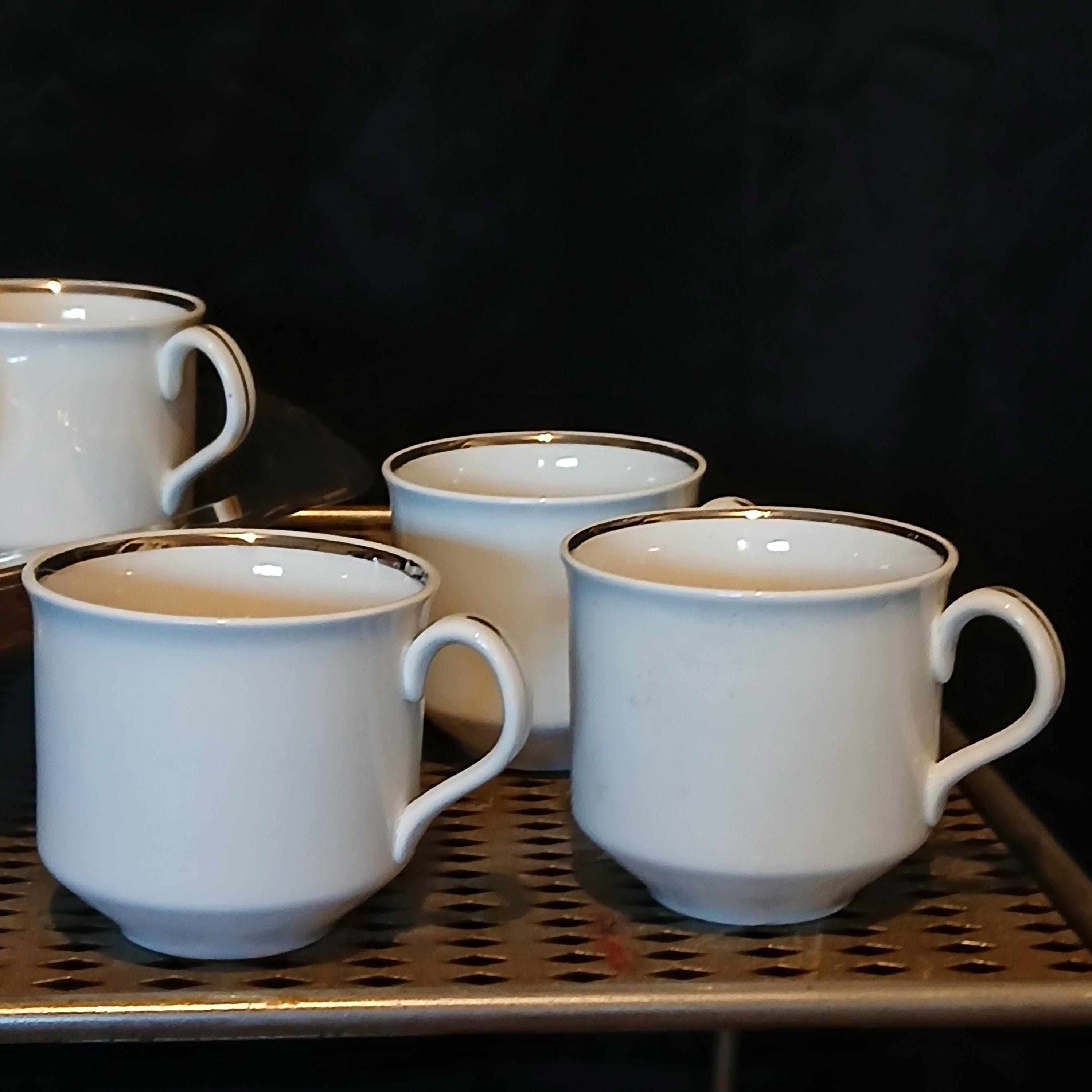 Vintage Tea Cups & Creamer - "Silver Elegance" - Salem, England