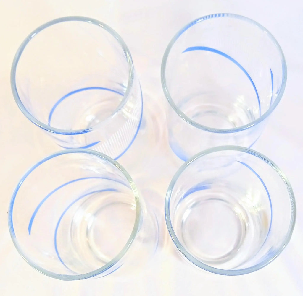 Crisa Blue Swirl Drinking Glasses - Set of Four - by Georges Briard