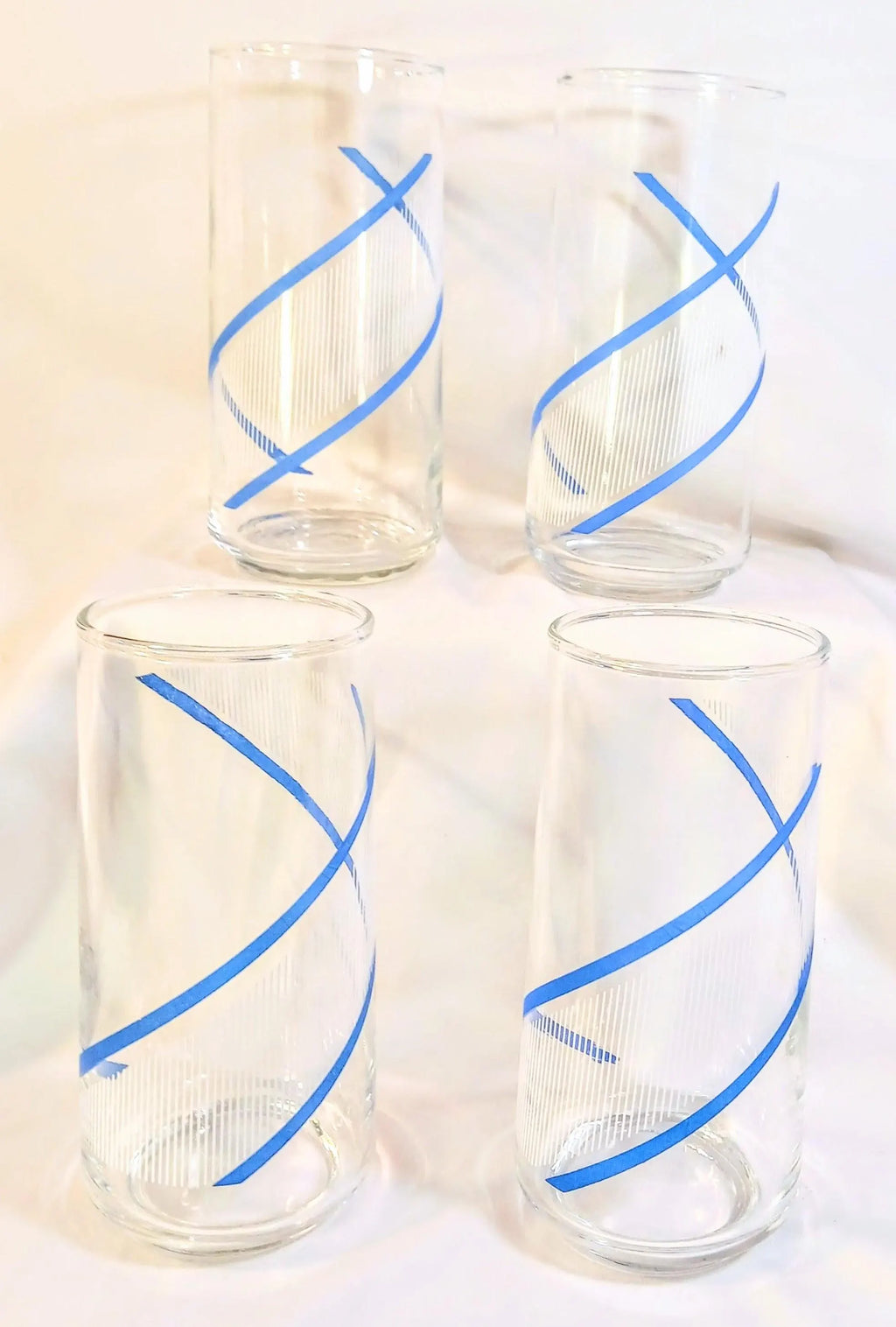 Crisa Blue Swirl Drinking Glasses - Set of Four - by Georges Briard
