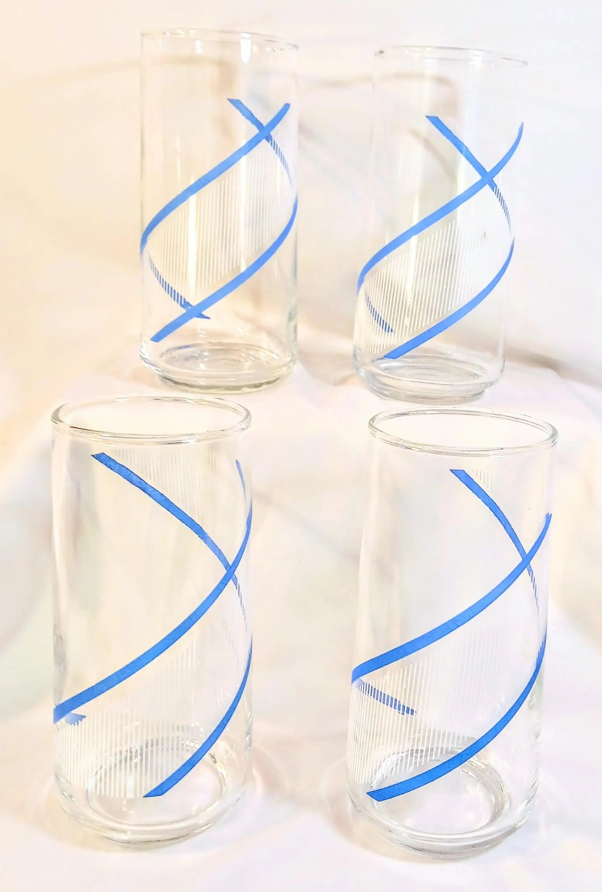 Crisa Blue Swirl Drinking Glasses - Set of Four - by Georges Briard
