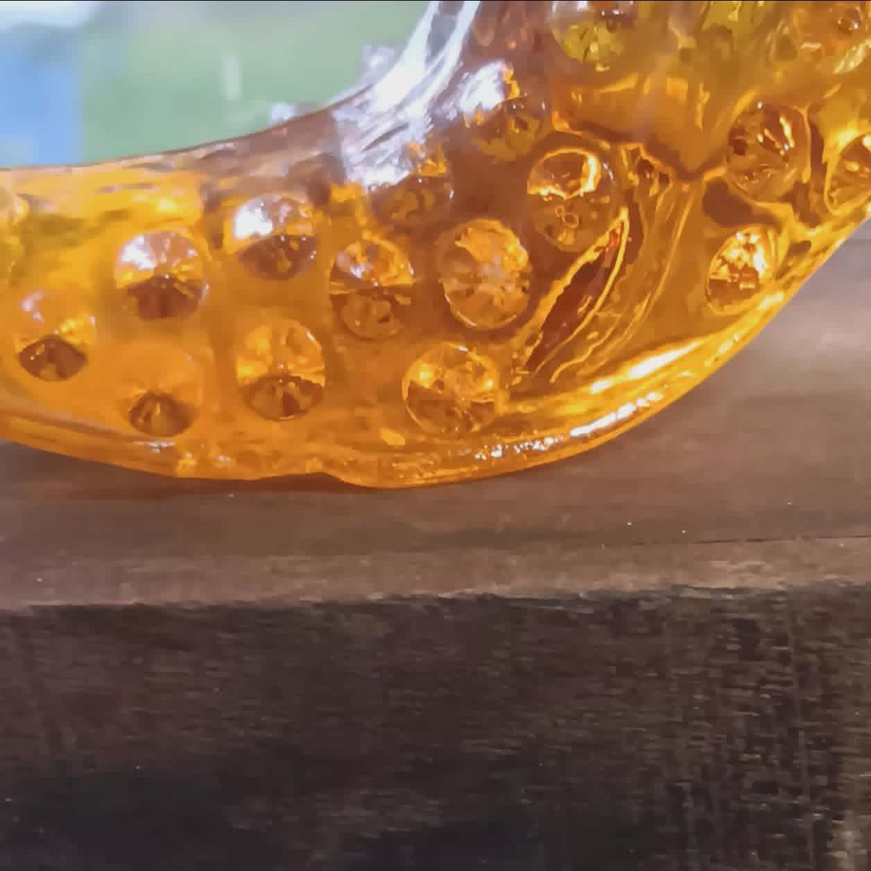 Fenton Glass Amber Hobnail Shoe - Vintage Cat's Head Slipper