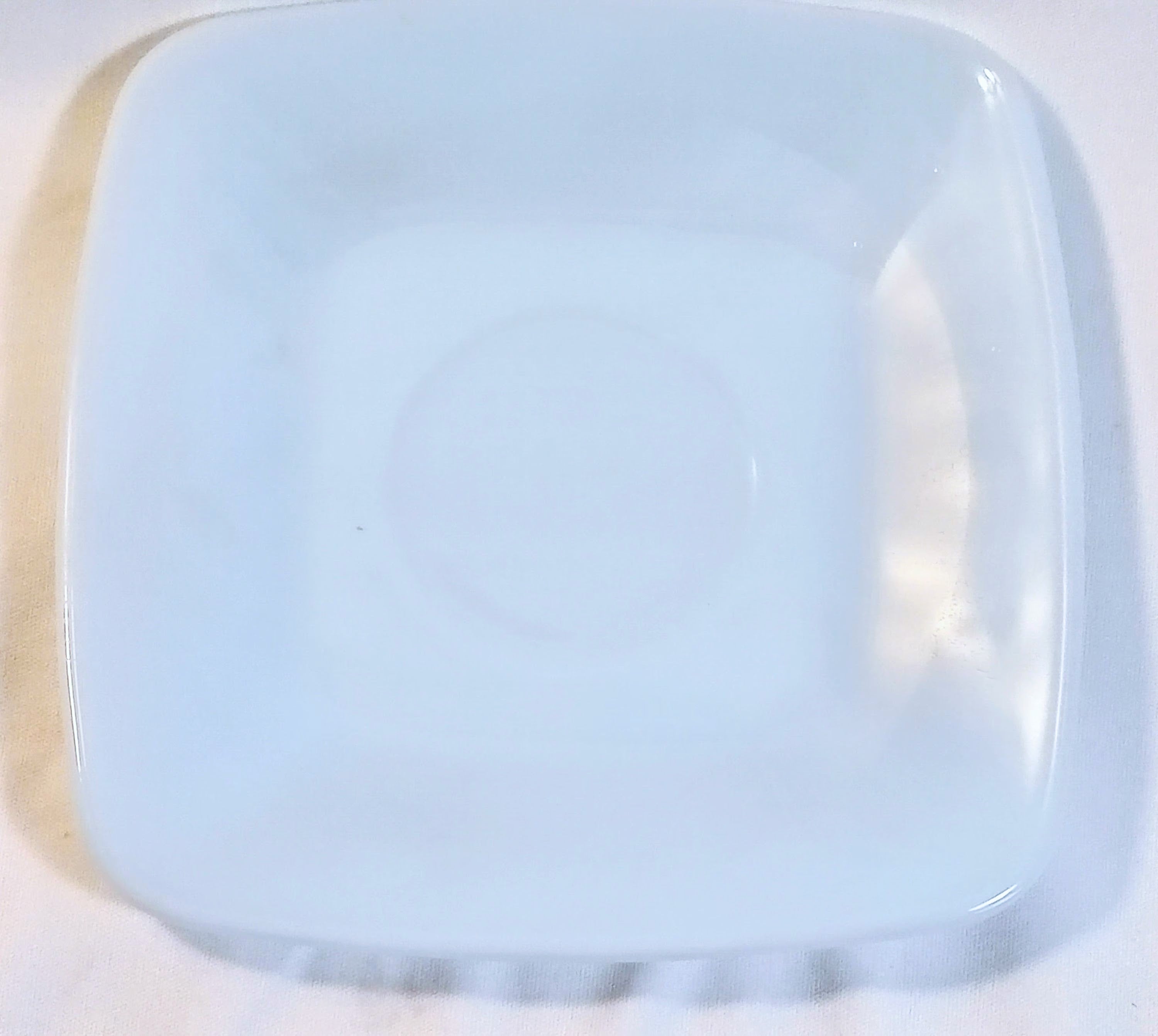Set of 3 Fire-King Saucers – Delphite Blue Milk Glass