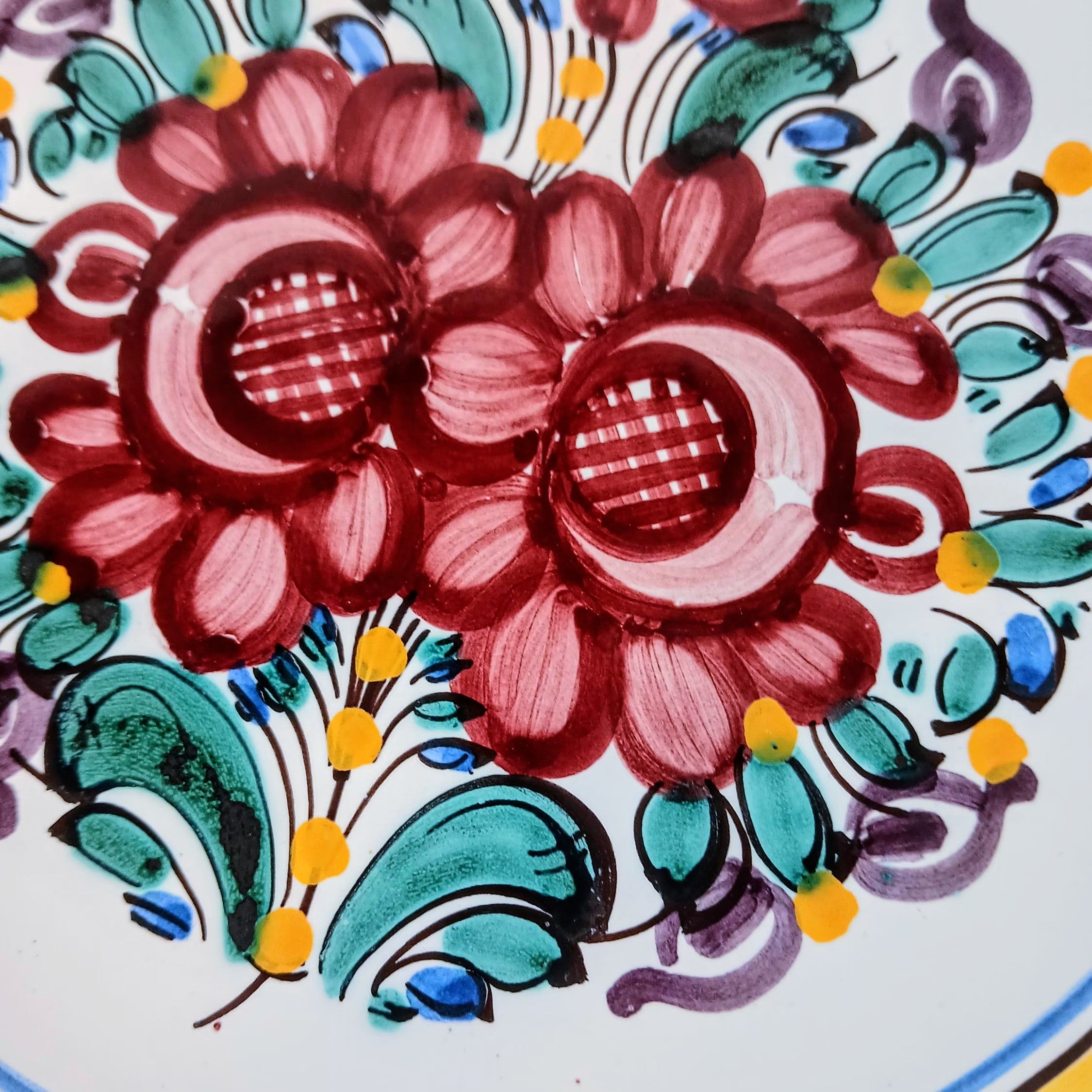Hand-Painted Open Lattice Plate – 10.5" Slovakian Folk Art Pottery