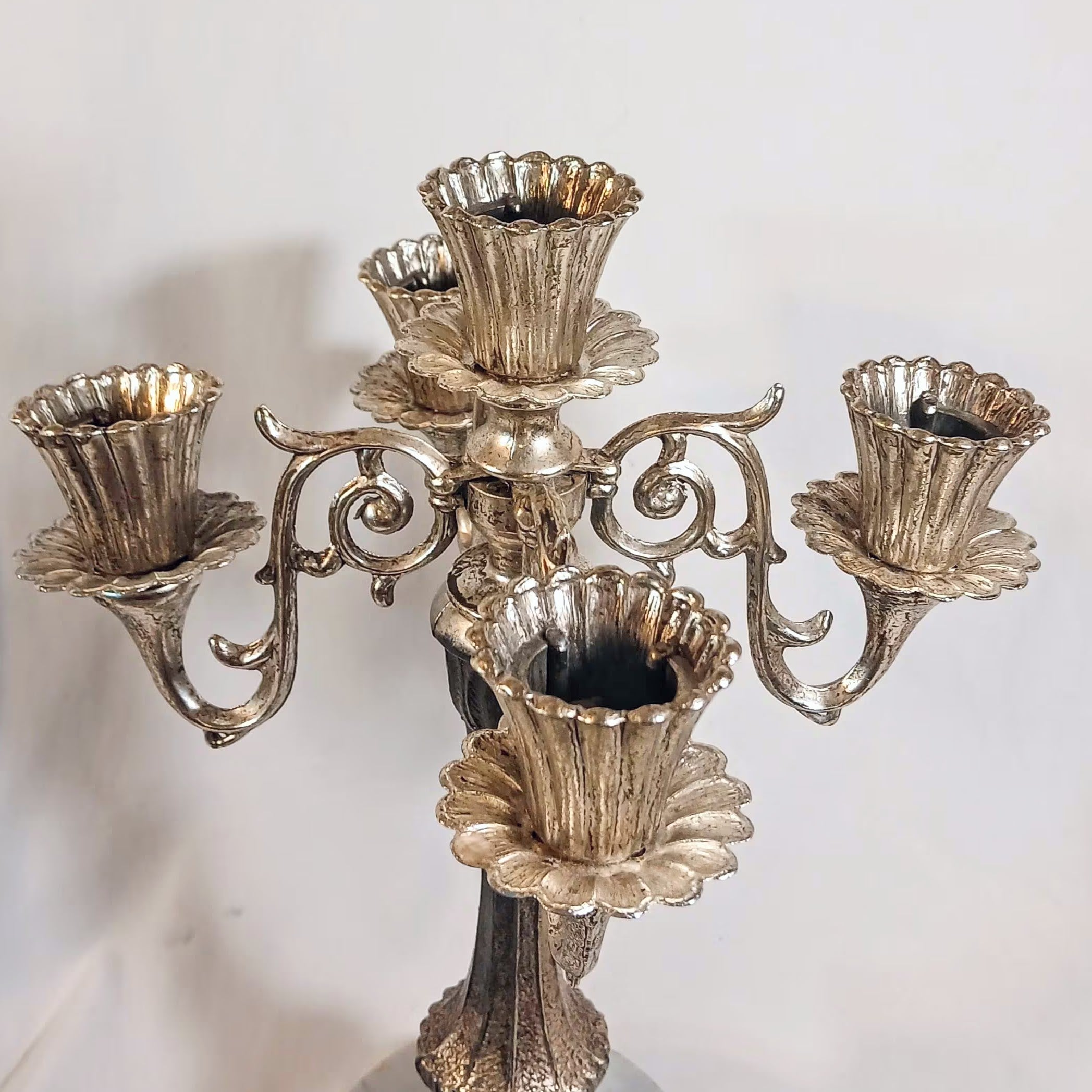 Vintage Hollywood Regency Candelabra - 5 Arm - Marble Base